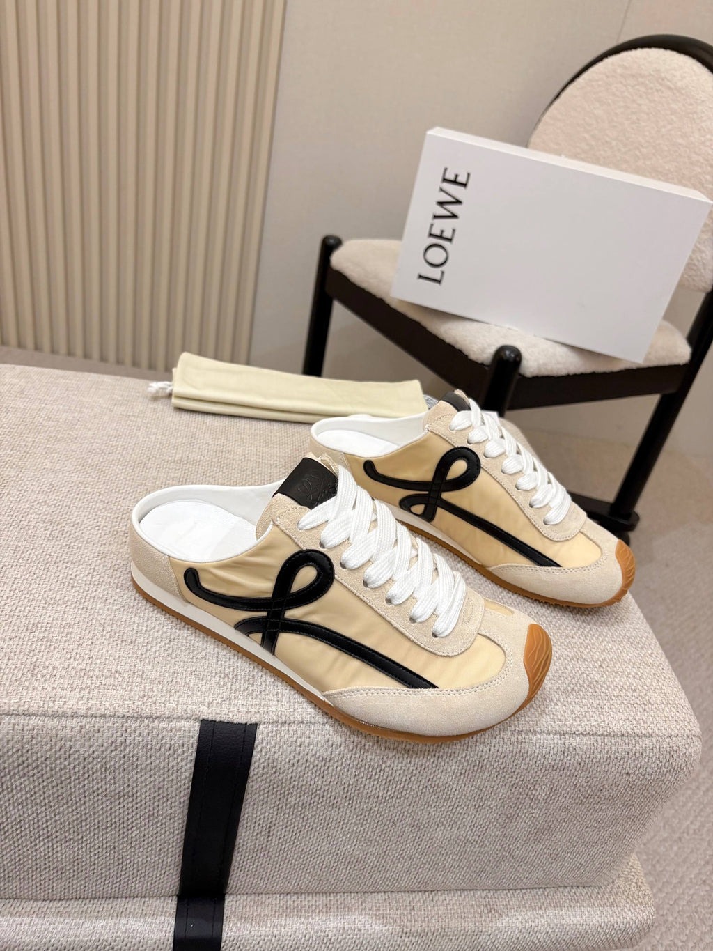 Loewe Ballet Runner Slip-On Khahi Beige Suede Nylon 833804