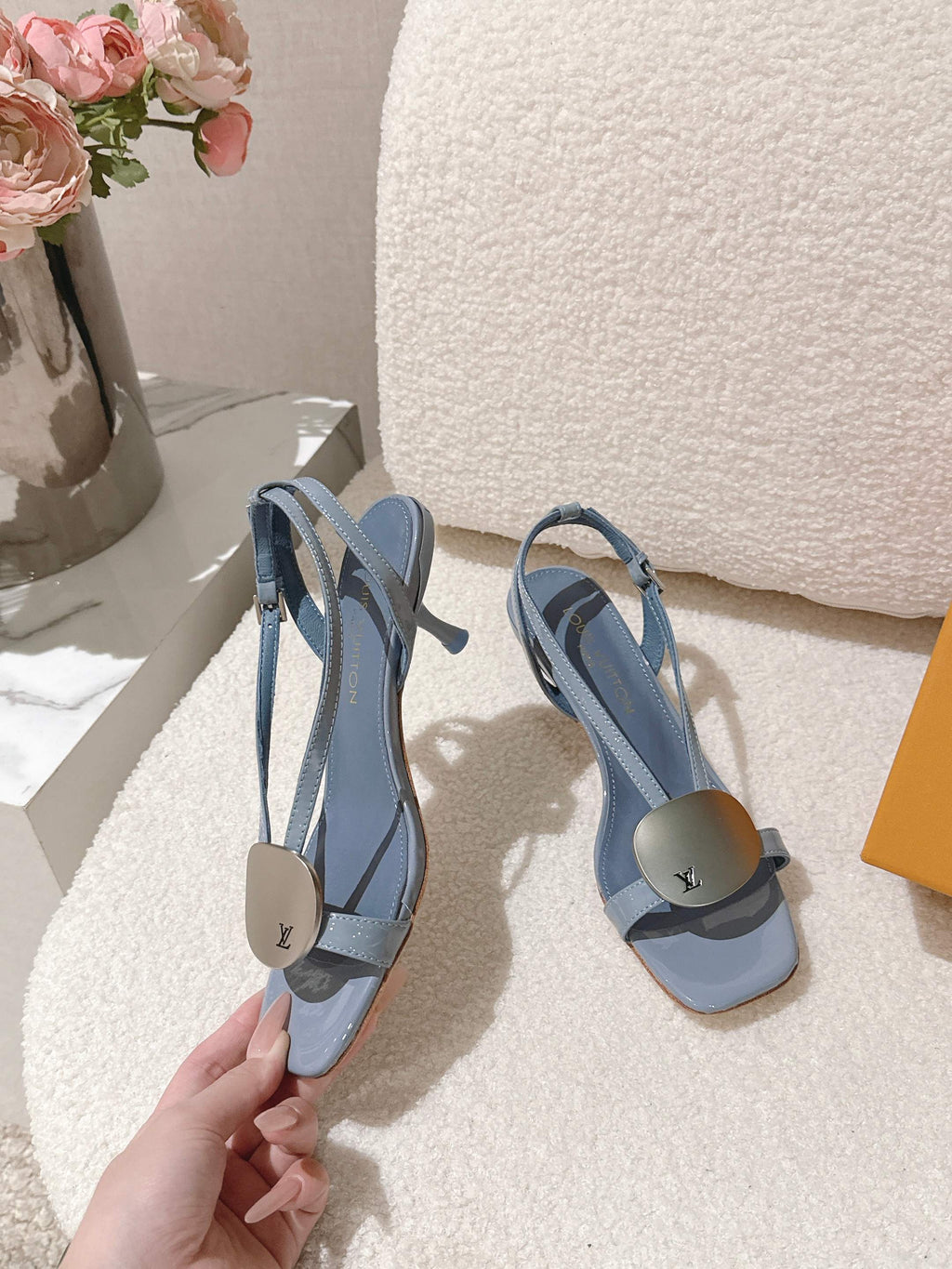 LV Sunkiss Sandals Stale Blue Sheepskin 840382