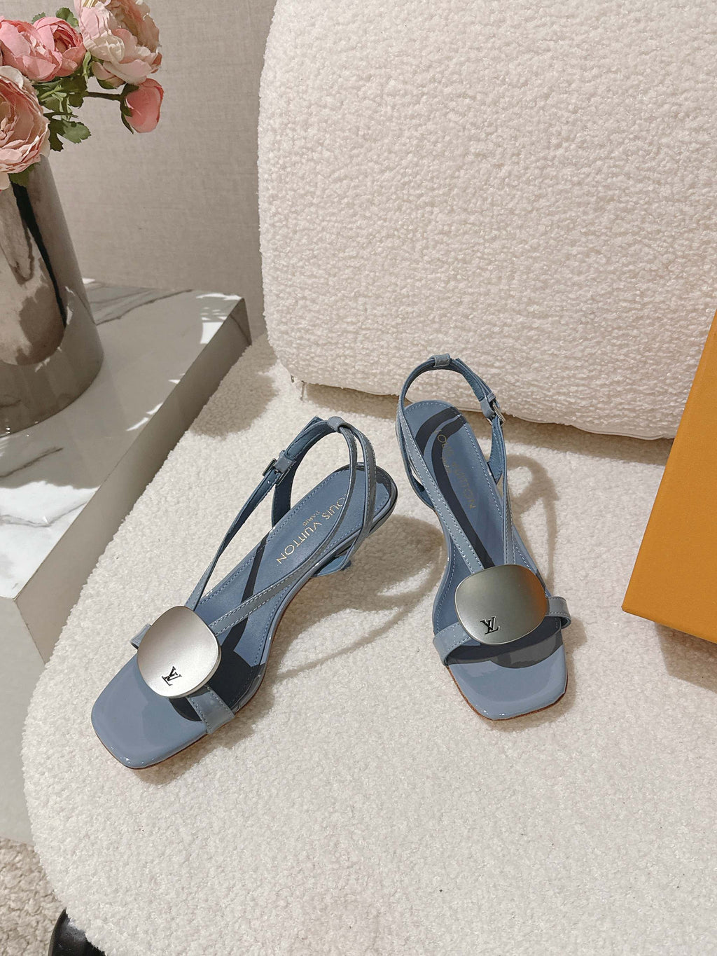 LV Sunkiss Sandals Stale Blue Sheepskin 840382