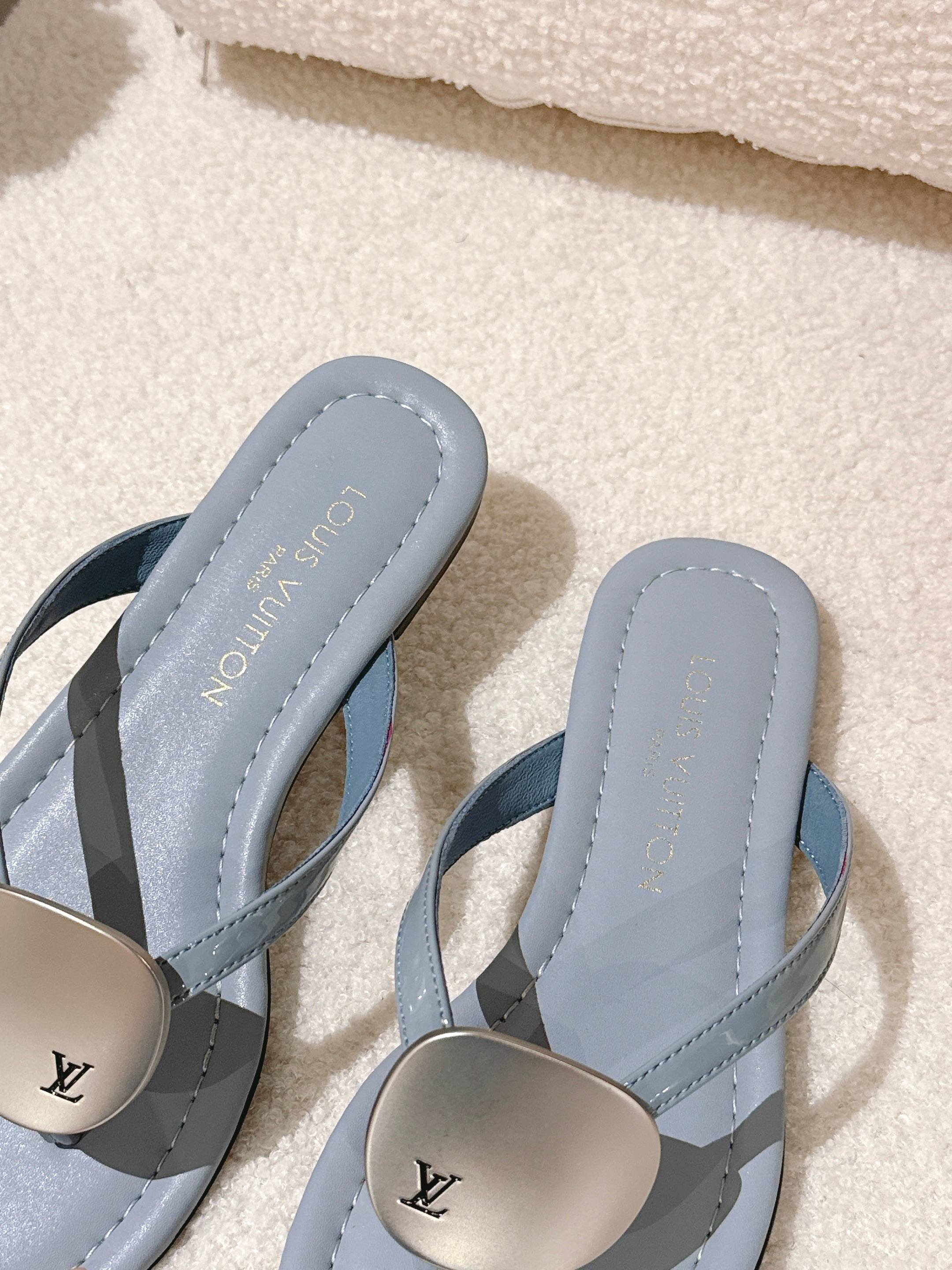 LV Sunkiss Mules Stale Blue Sheepskin 840384