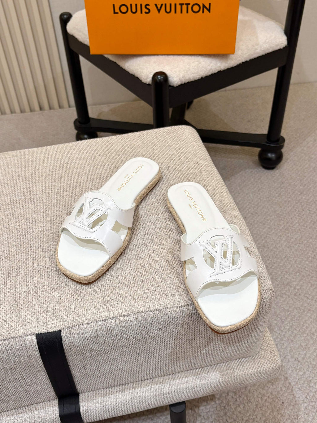 LV Isola Flat Mule Espadrille White Cowhide 847117