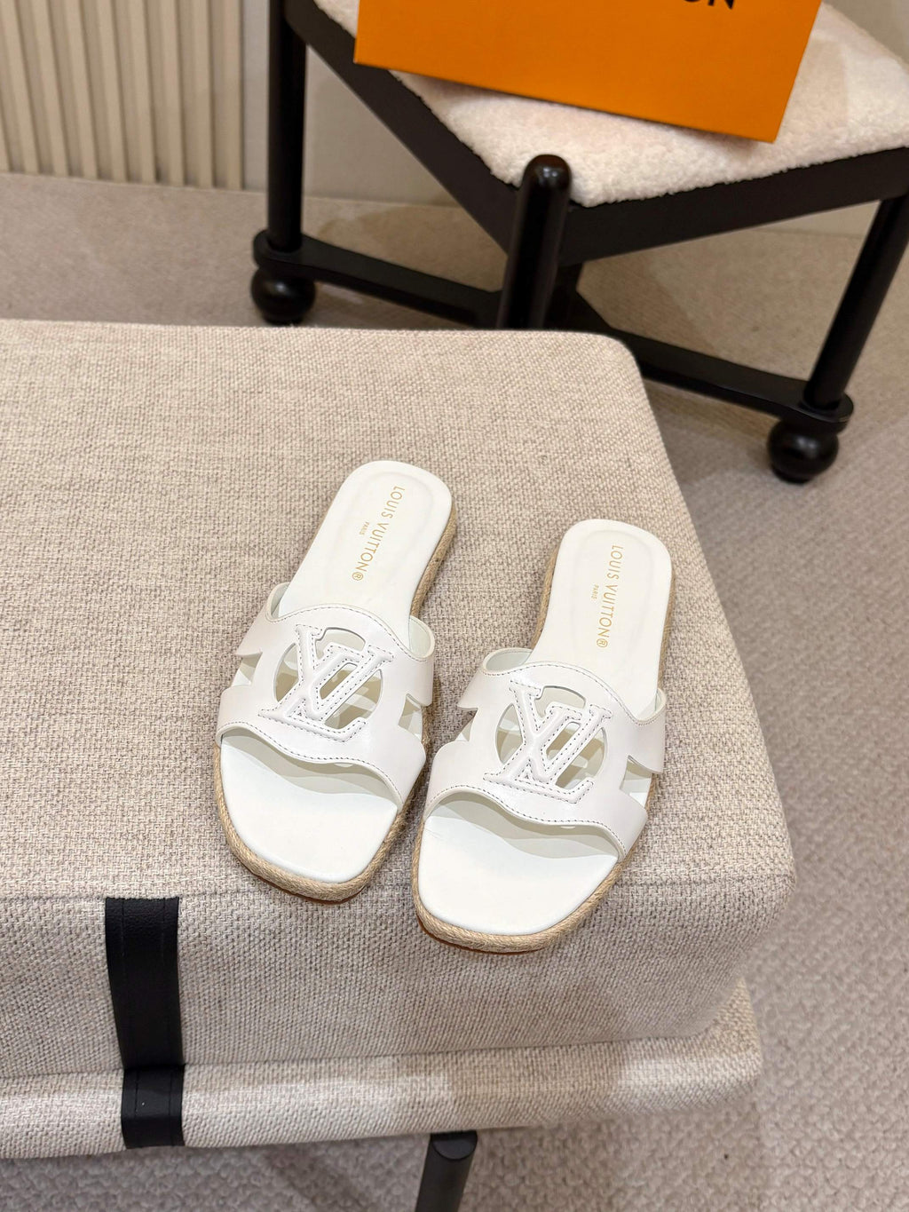 LV Isola Flat Mule Espadrille White Cowhide 847117