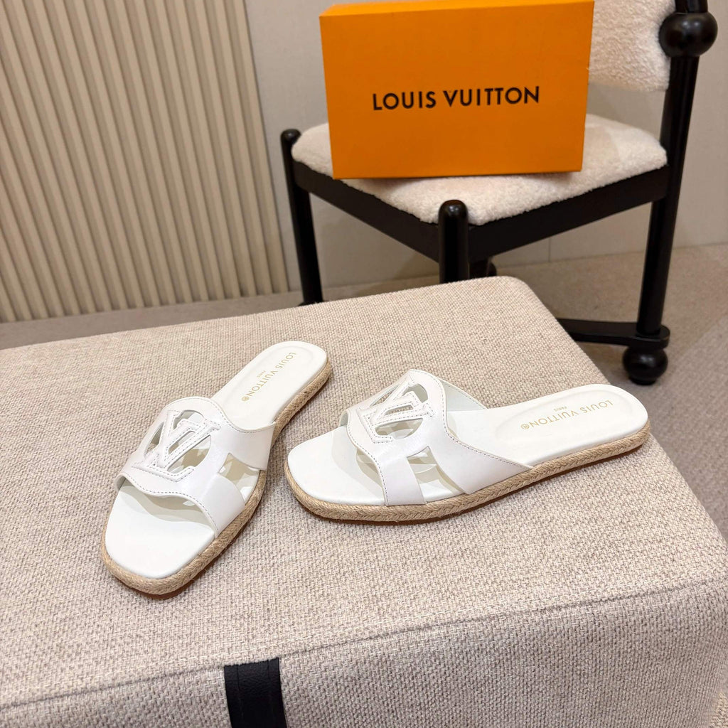 LV Isola Flat Mule Espadrille White Cowhide 847117