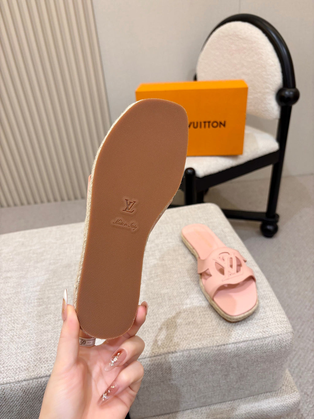 LV Isola Flat Mule Espadrille Light Pink Cowhide 847119