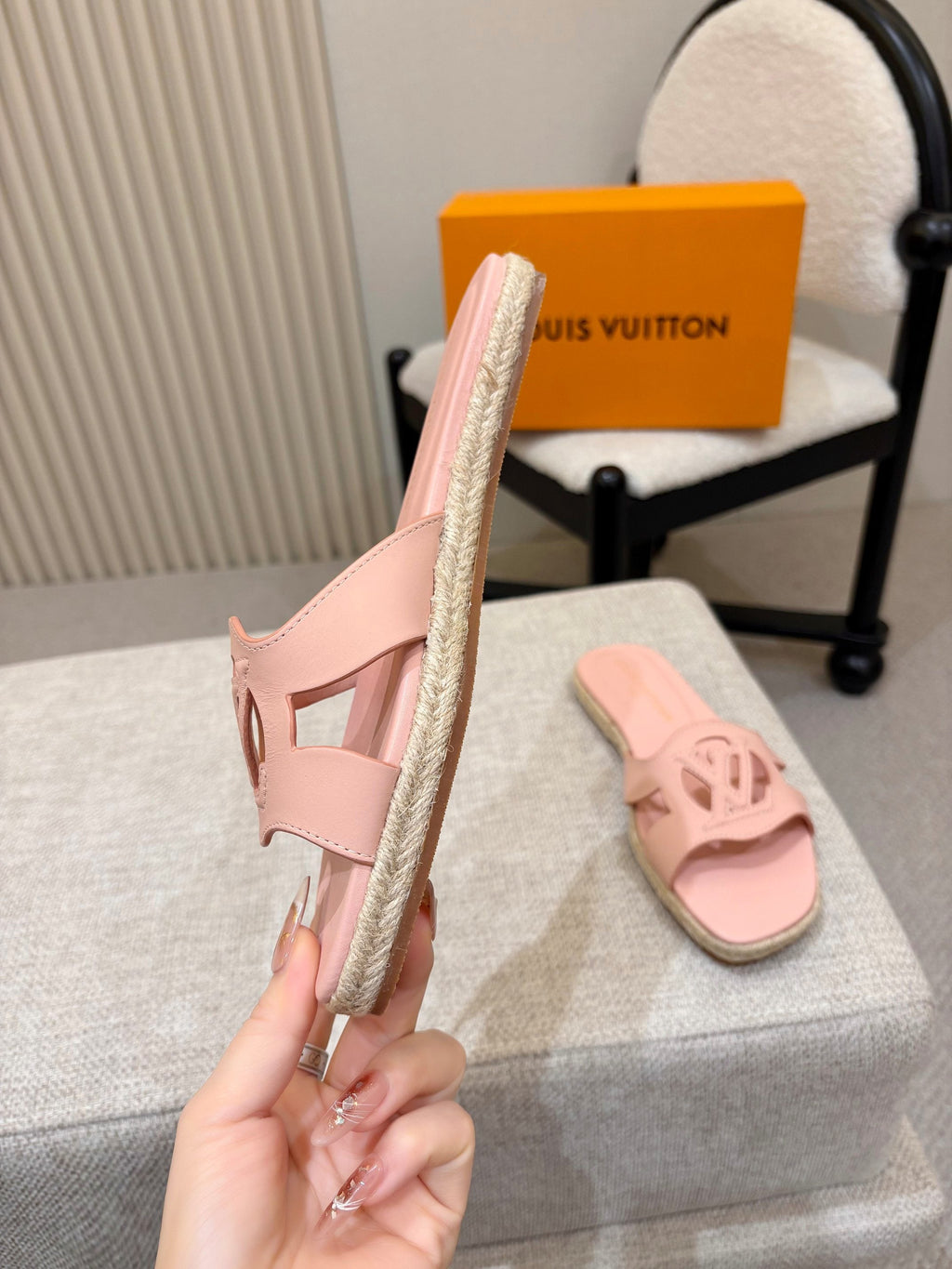 LV Isola Flat Mule Espadrille Light Pink Cowhide 847119