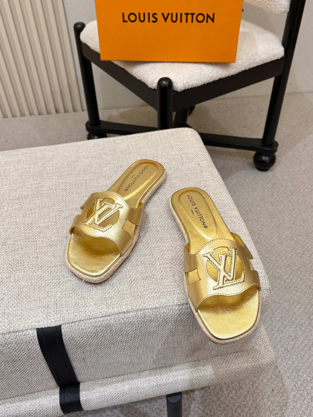 LV Isola Flat Mule Espadrille Gold Cowhide 847121