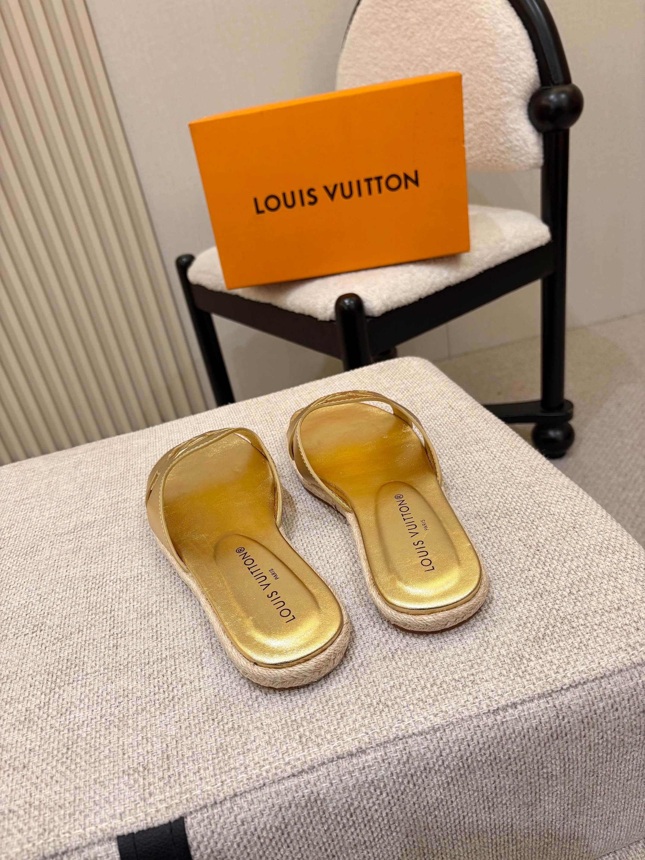 LV Isola Flat Mule Espadrille Gold Cowhide 847121
