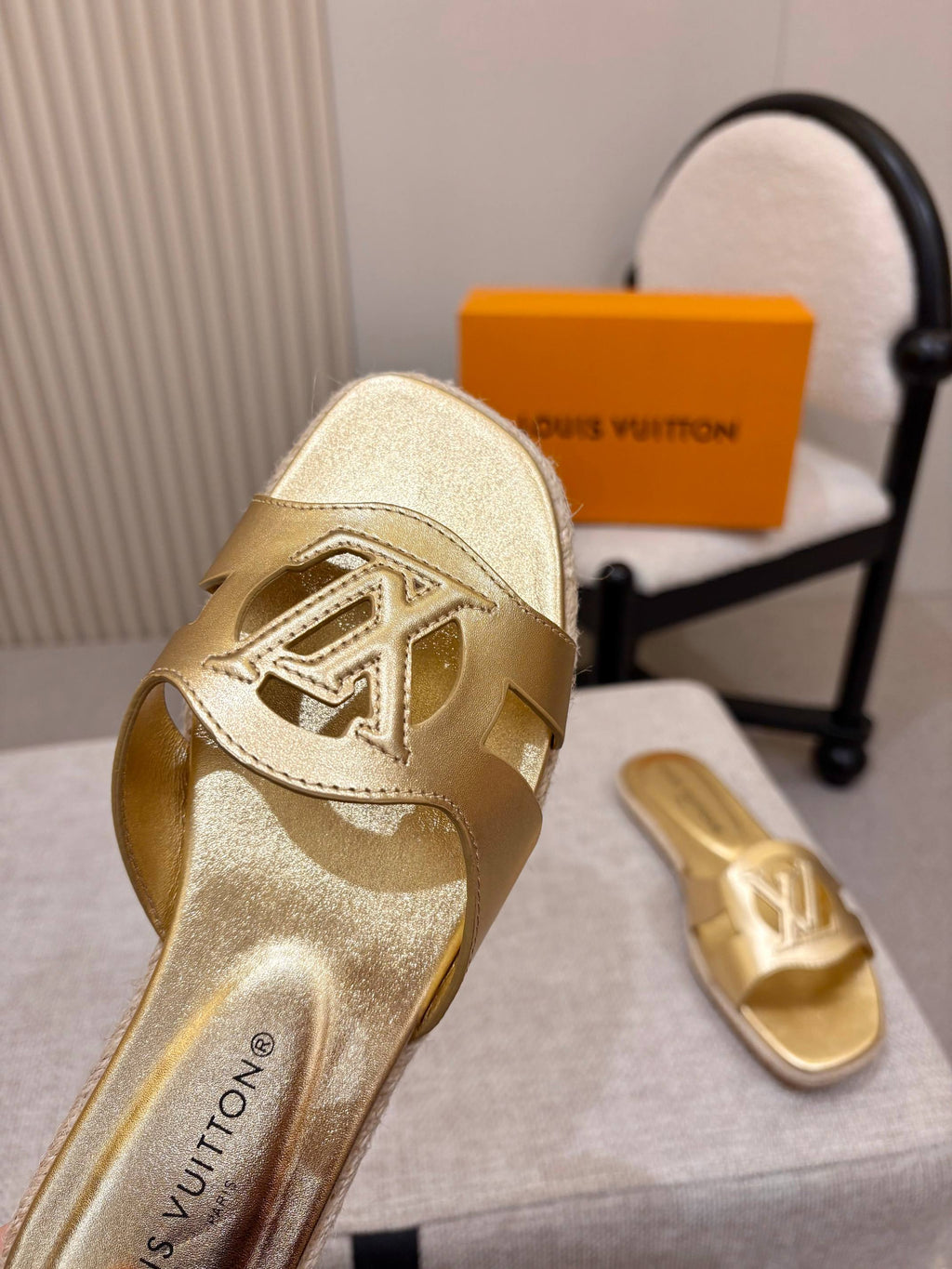LV Isola Flat Mule Espadrille Gold Cowhide 847121