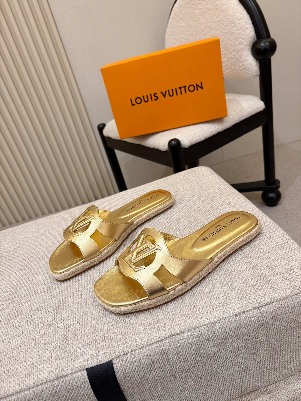 LV Isola Flat Mule Espadrille Gold Cowhide 847121