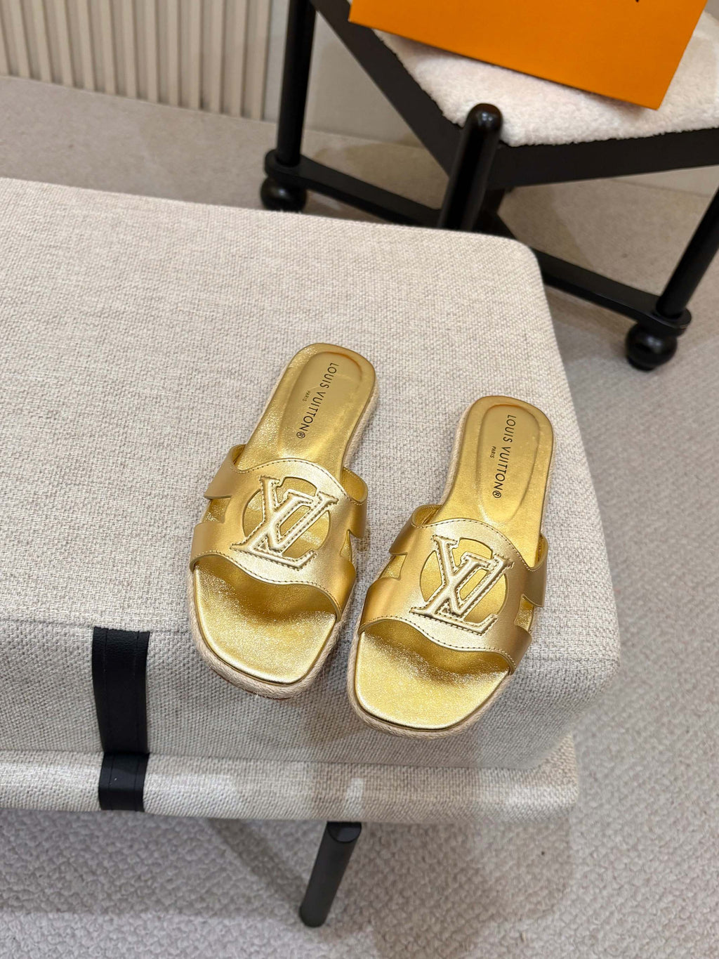 LV Isola Flat Mule Espadrille Gold Cowhide 847121