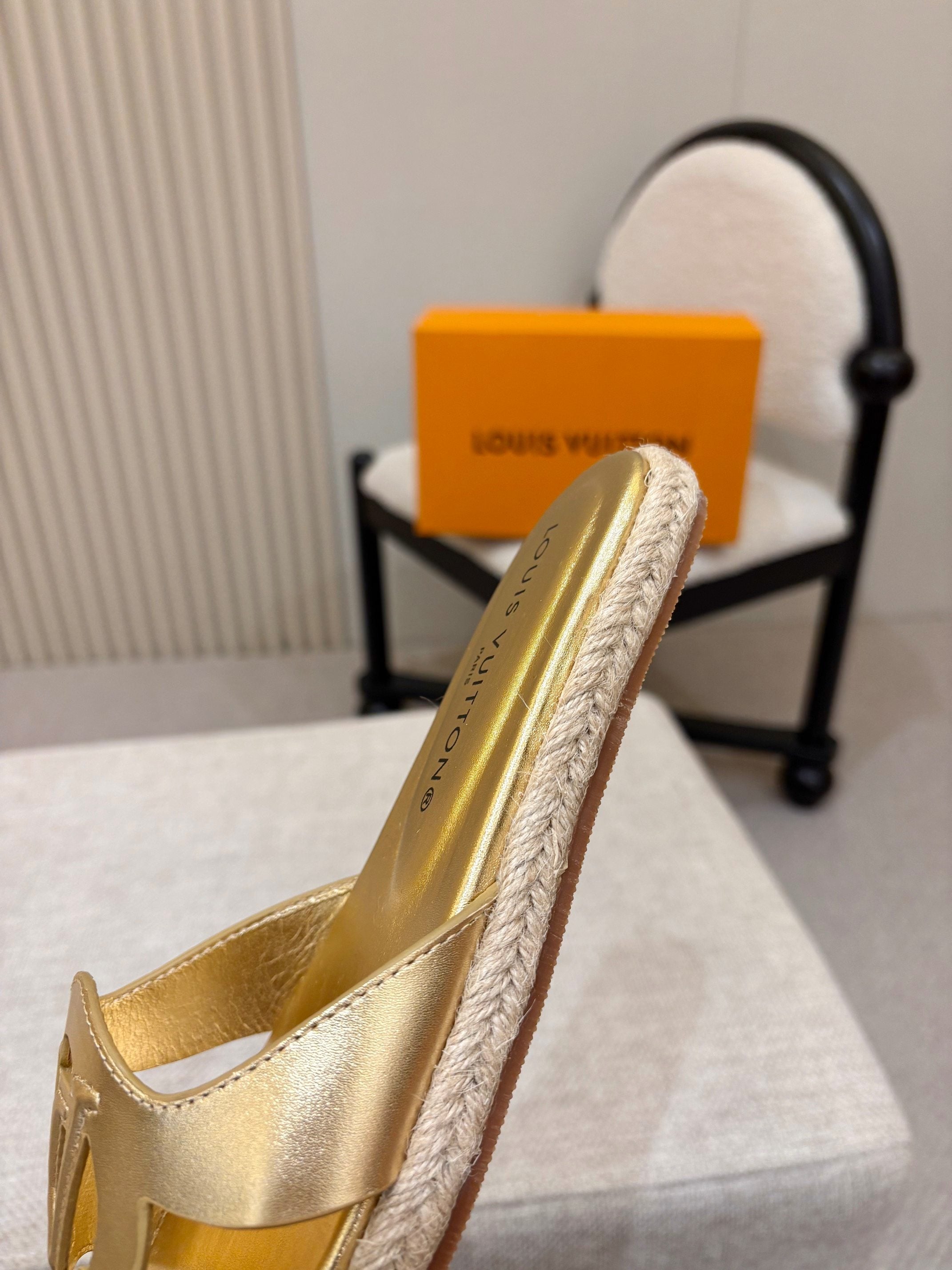 LV Isola Flat Mule Espadrille Gold Cowhide 847121