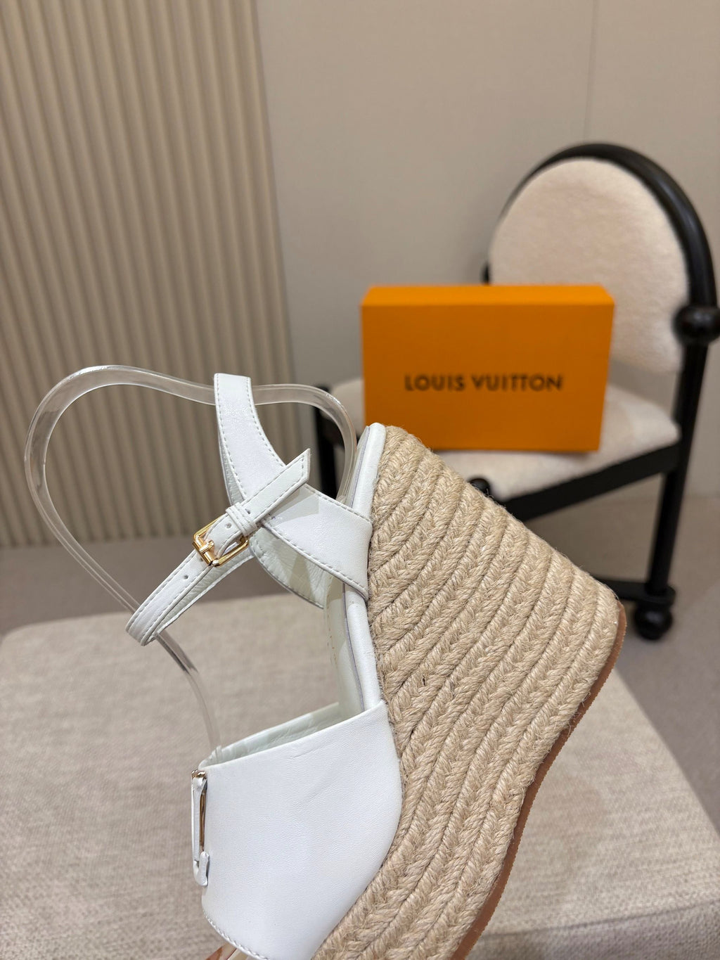 LV Mare Wedge Espadrille 11cm White Grain Cowhide 847123