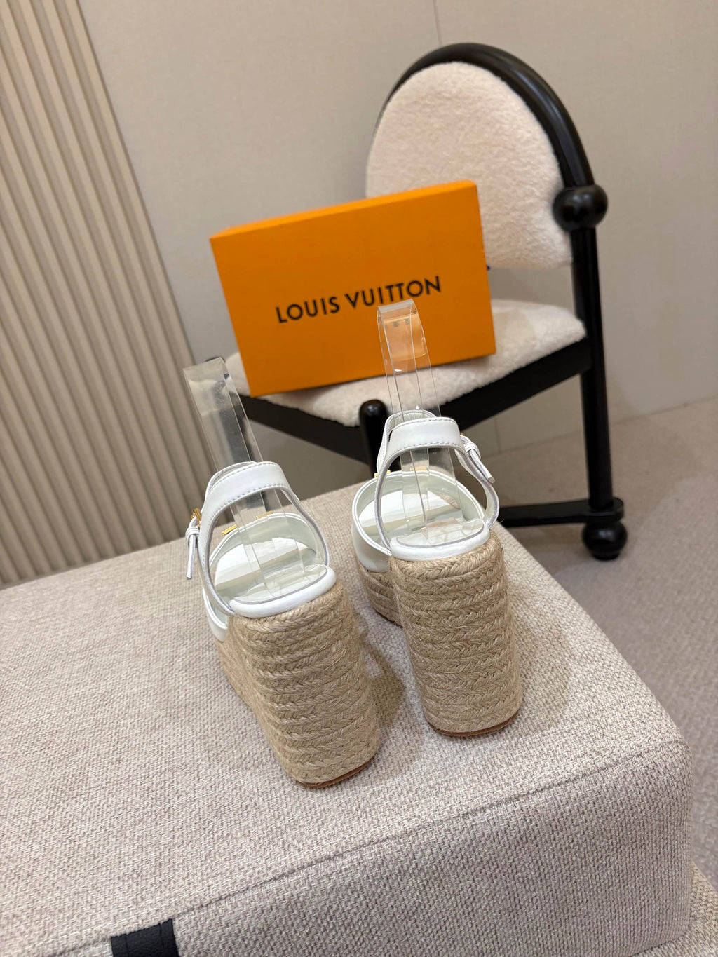 LV Mare Wedge Espadrille 11cm White Grain Cowhide 847123