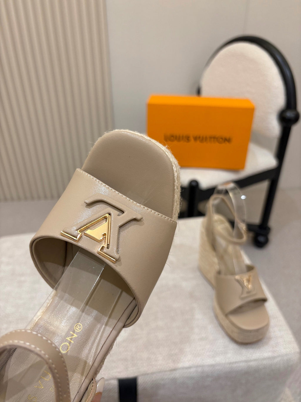 LV Mare Wedge Espadrille 11cm Khaki Grain Cowhide 847124