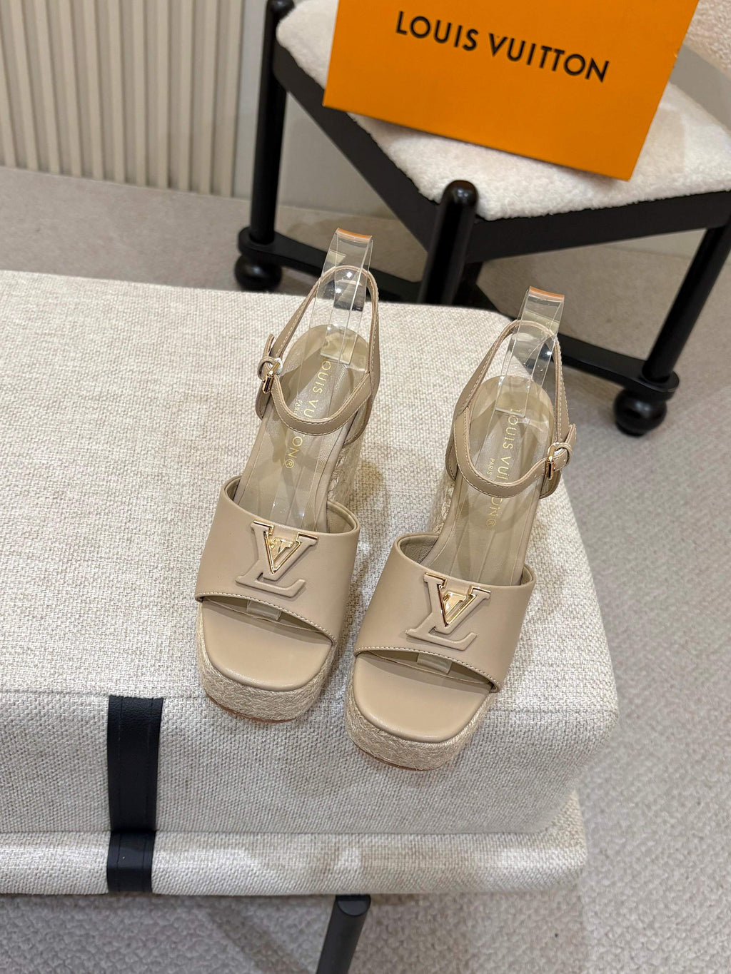 LV Mare Wedge Espadrille 11cm Khaki Grain Cowhide 847124