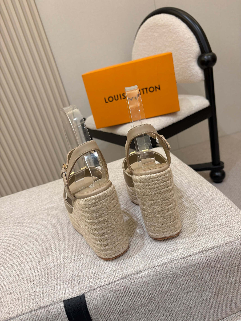 LV Mare Wedge Espadrille 11cm Khaki Grain Cowhide 847124