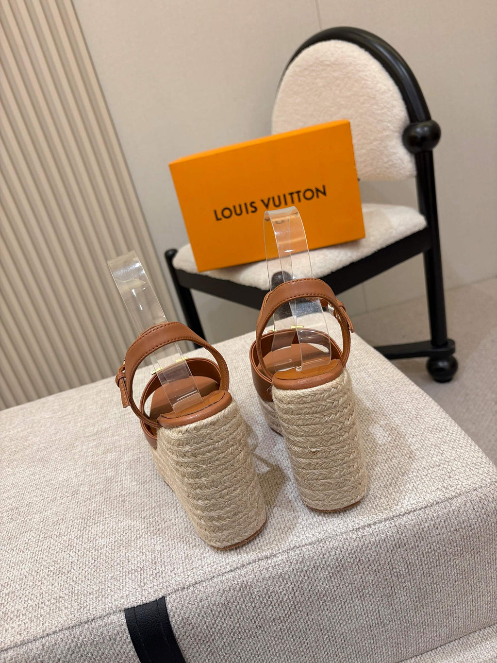 LV Mare Wedge Espadrille 11cm Tan Brown Grain Cowhide 847126
