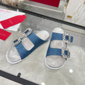 Viv 25 Slidy Slippers Blue PVC Silk Cowhide 259285