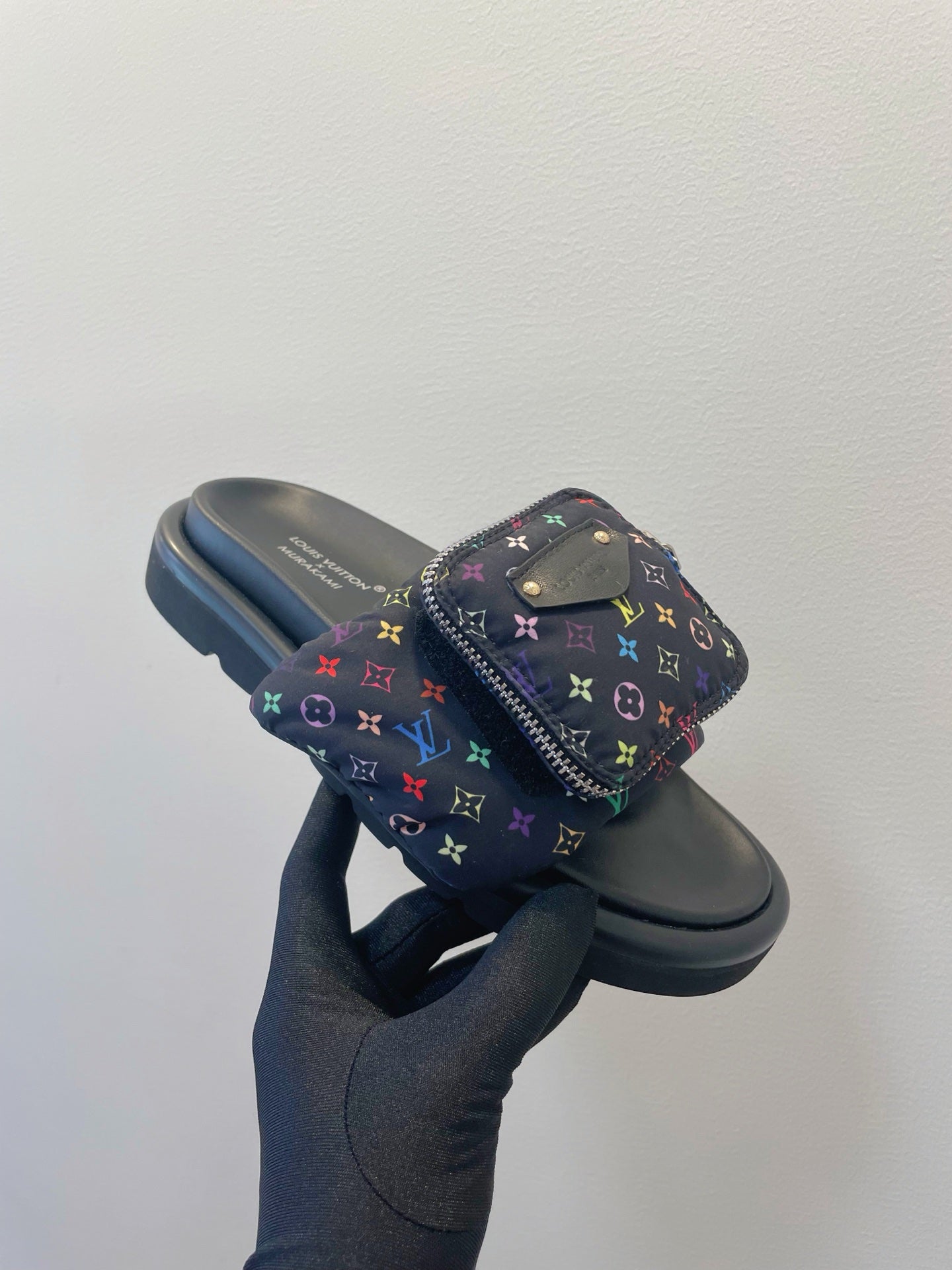 LV x TM Pool Pillow Flat Comfort Mule Black and Multicolored Monogram Nylon 241327