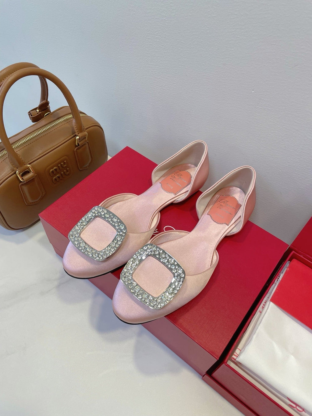 Viv Chips Ballerina Flat Pink Silk 329267