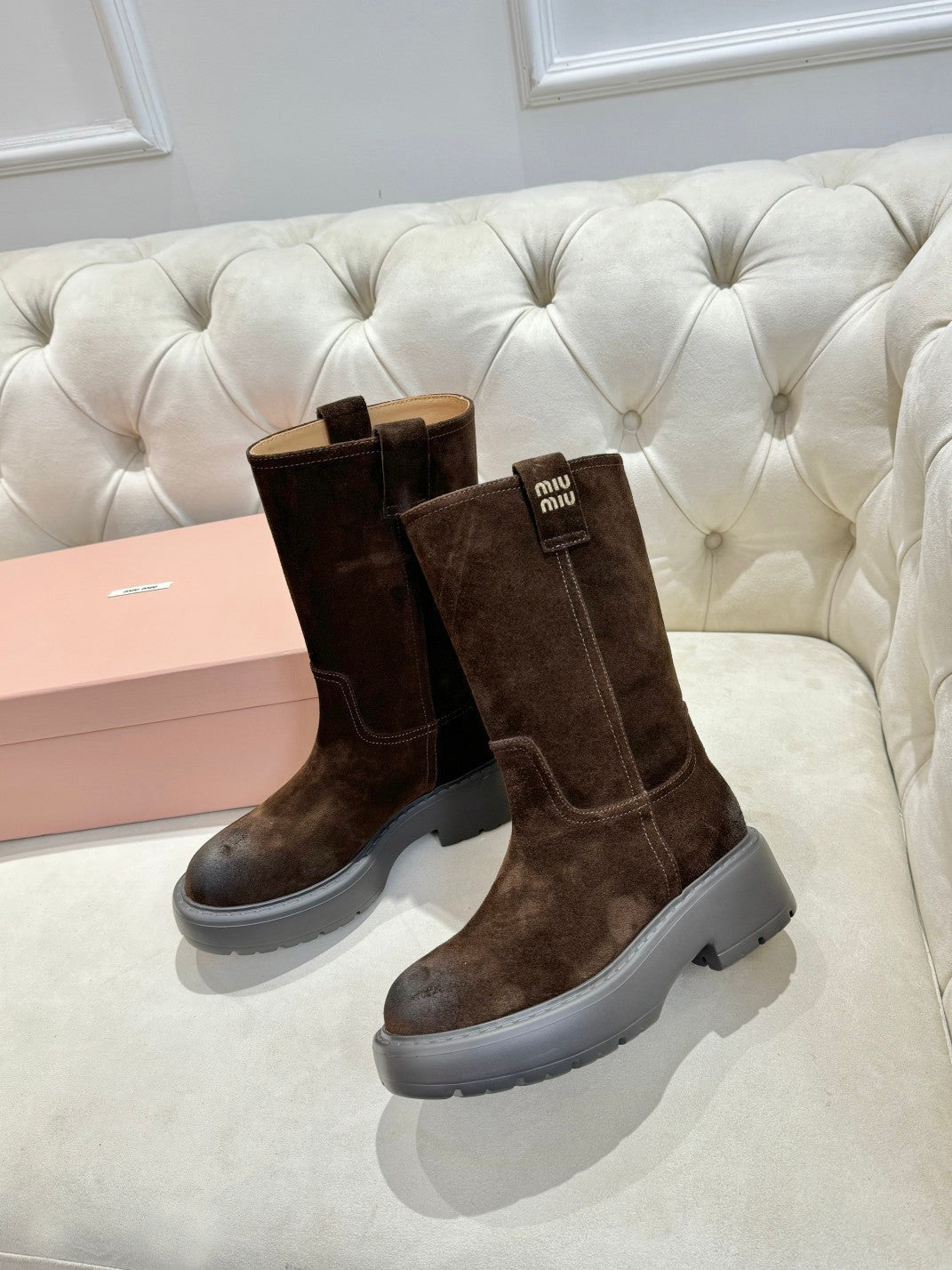 Miu Boots Cedar Brown Suede 455931