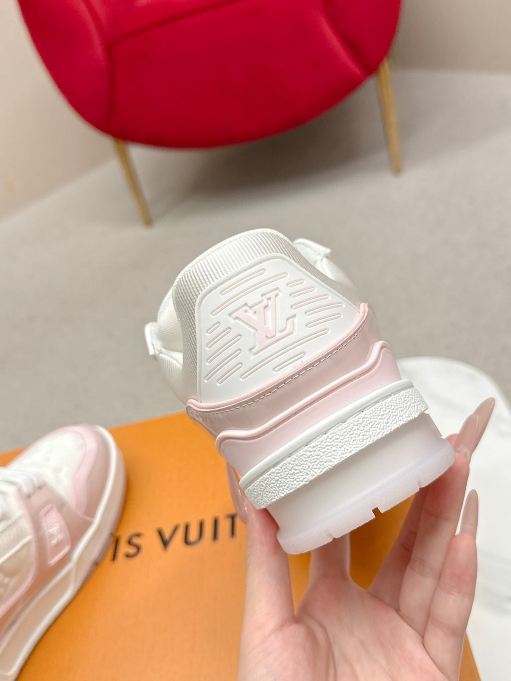 LV Trainer Sneaker White Pink Cowhide 859358