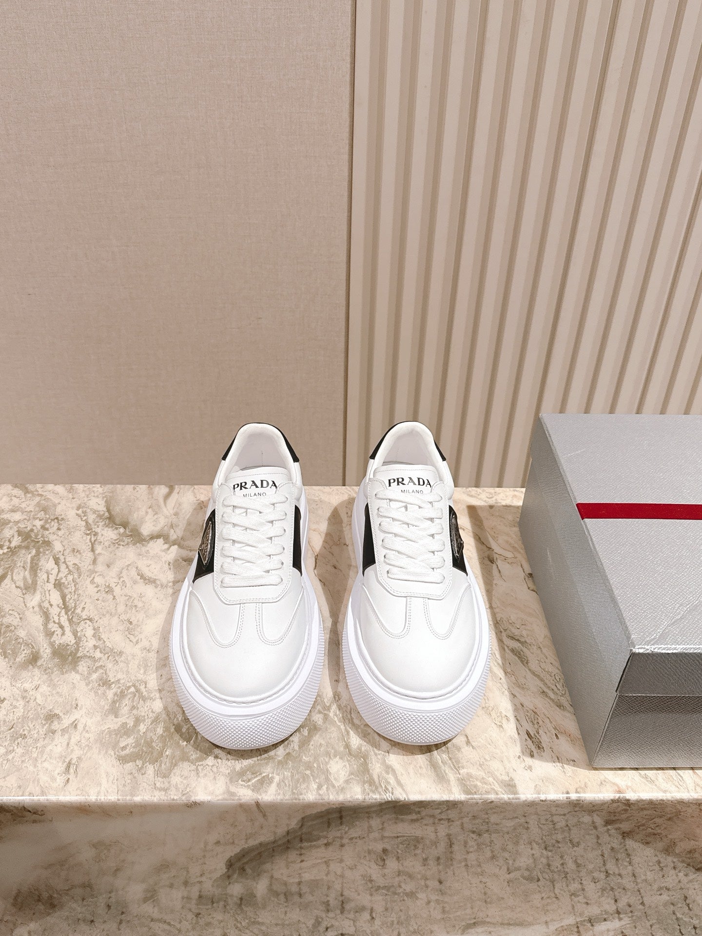 PRA 25s Casual Sneakers White Black Cowhide 449695