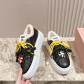 MIU MIU platform sneakers black leather wool 461860