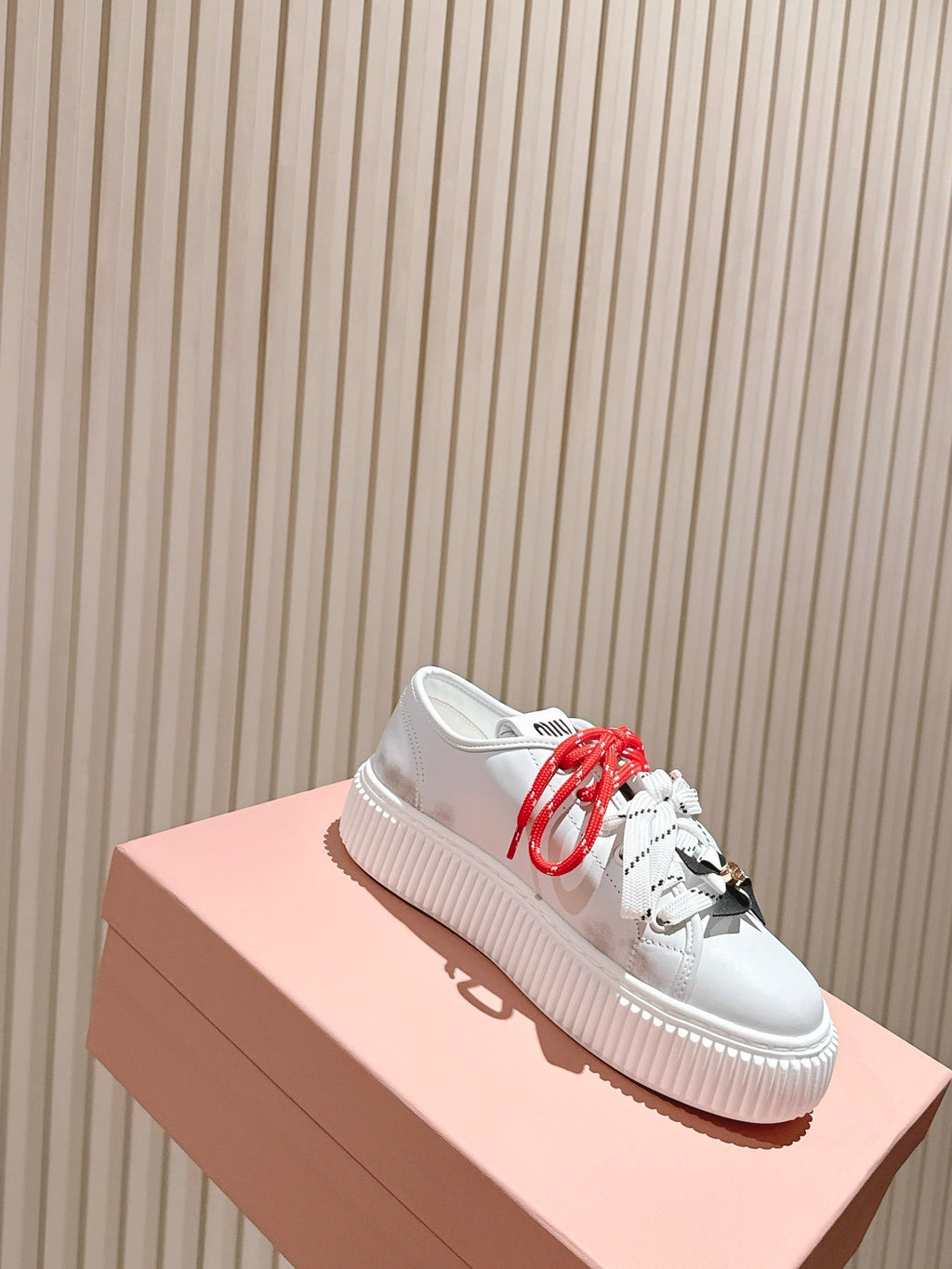 MIU MIU platform sneakers white red leather 461866