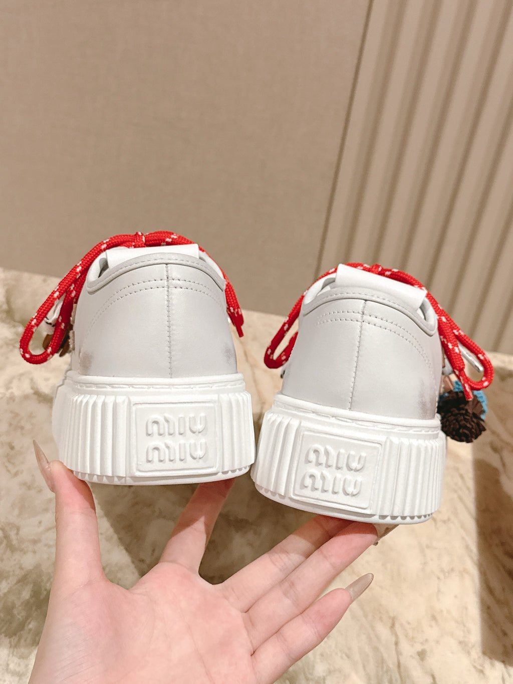 MIU MIU platform sneakers white red leather 461866