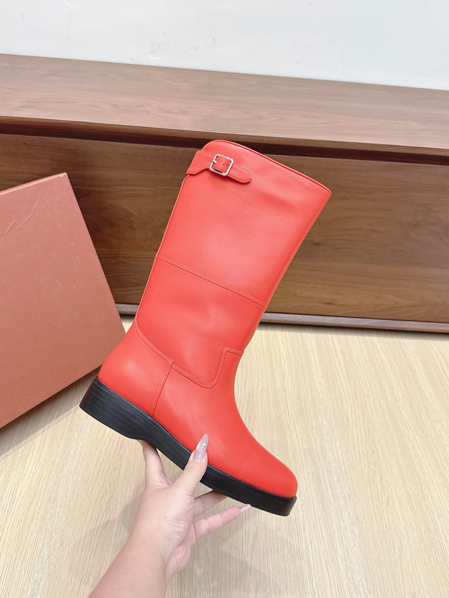LP Lupo Mid-Calf Boot 20mm Red Cowhide Sheepskin 447740