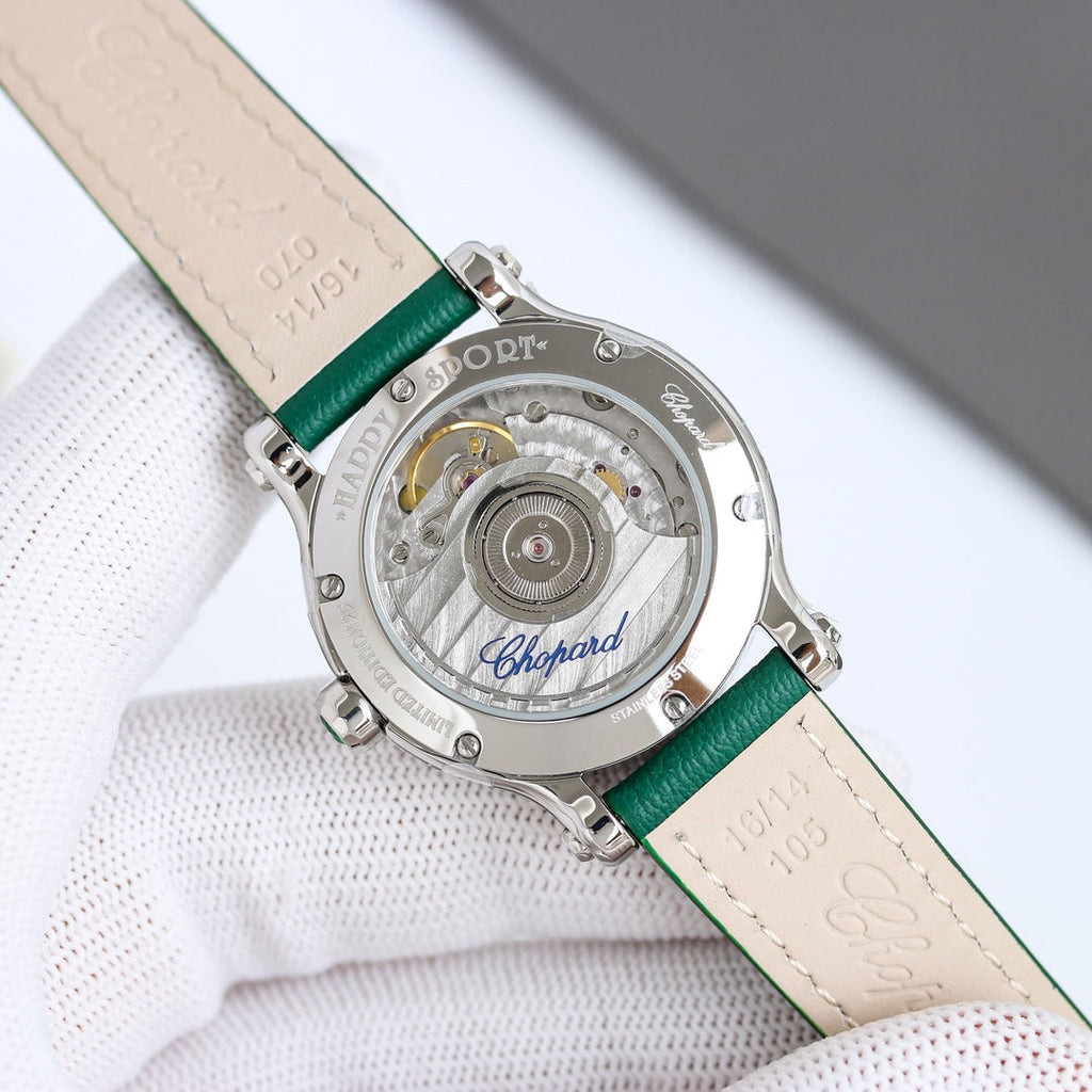 Happy Diamond 33mm Green Silver White Dial