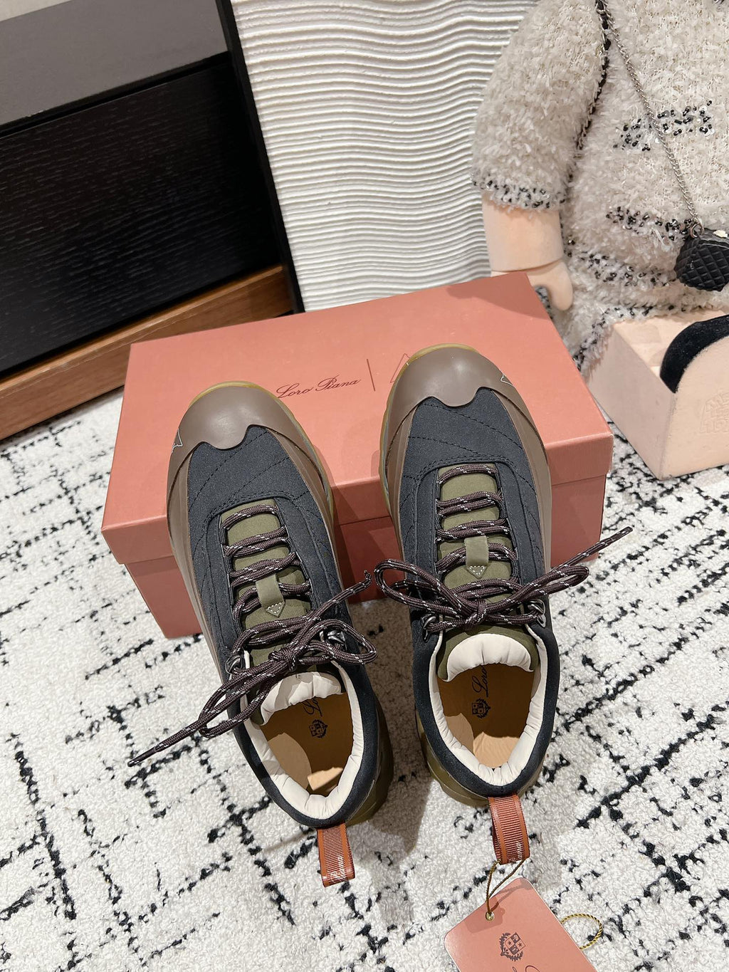 LP Katharina Sneaker In Black Mix Earth Brown Denim Fabric 997603