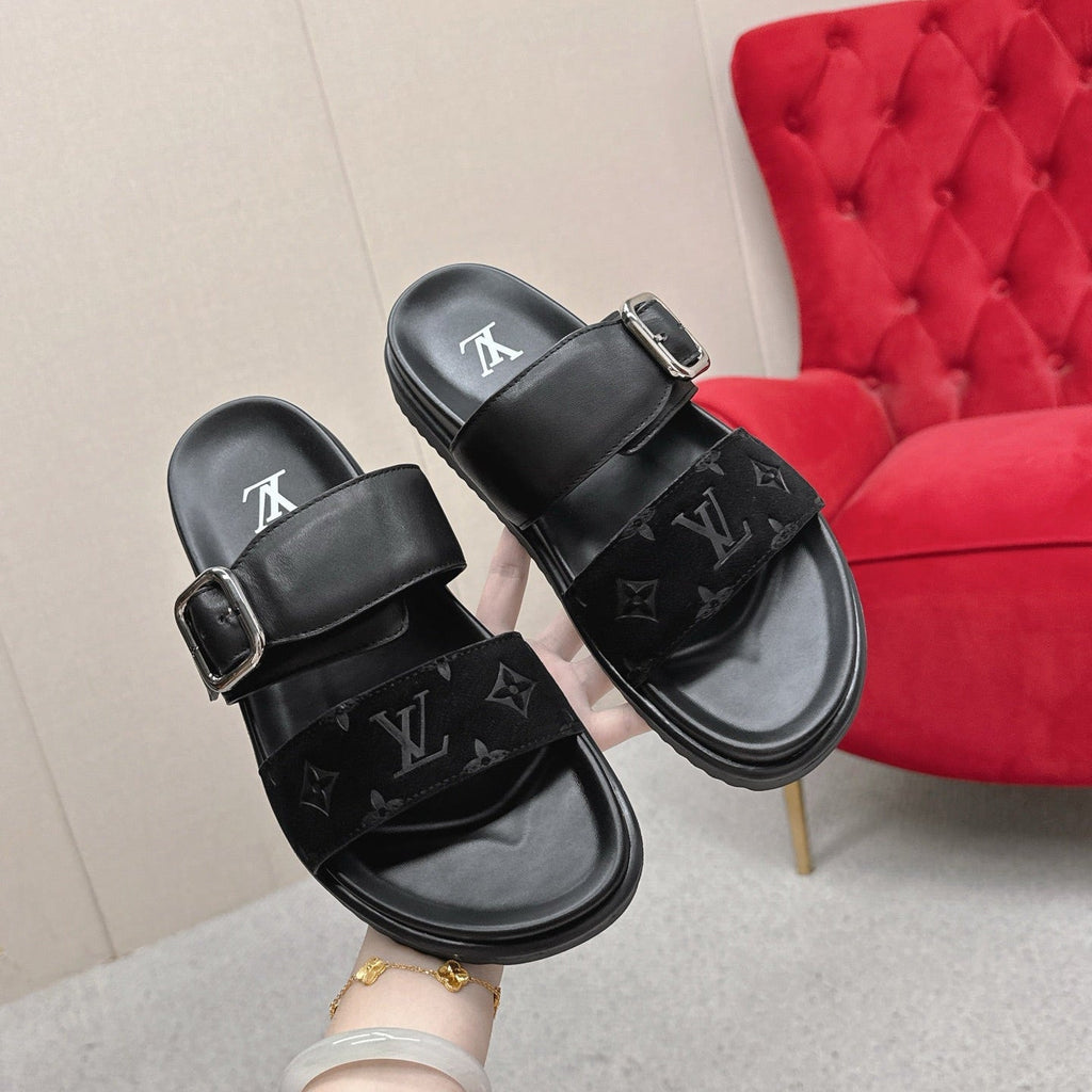 LV Venice Mule Black Sliver Suede 859349