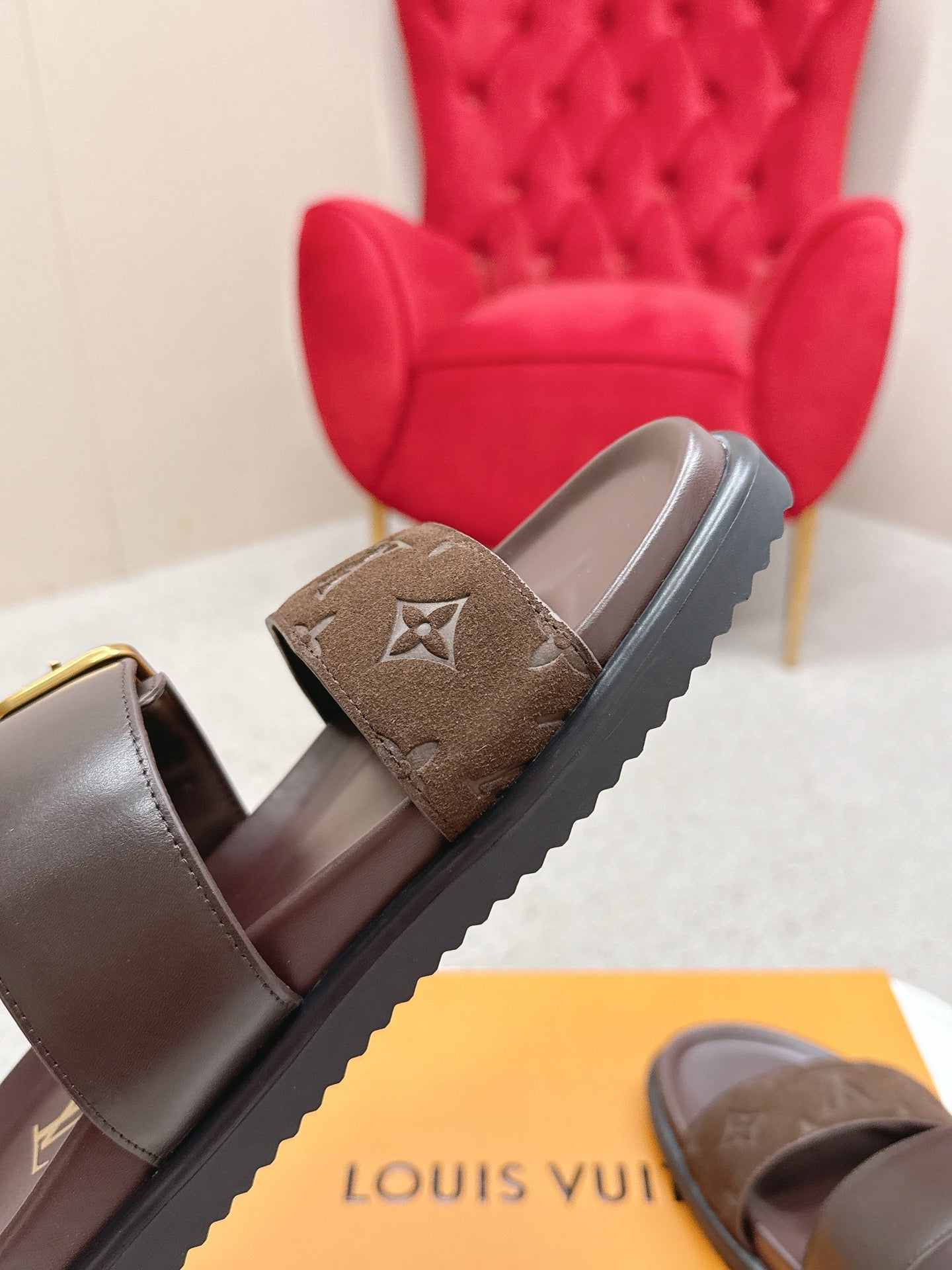 LV Venice Mule Brown Gold Suede 859349