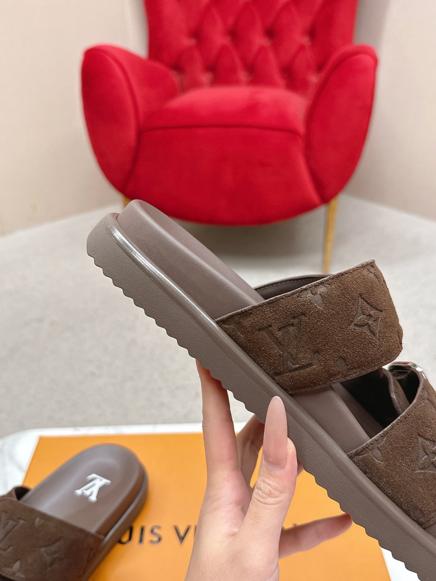 LV Venice Mule Bown Sliver Suede 859347