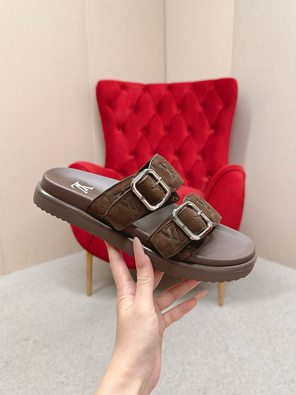 LV Venice Mule Bown Sliver Suede 859347