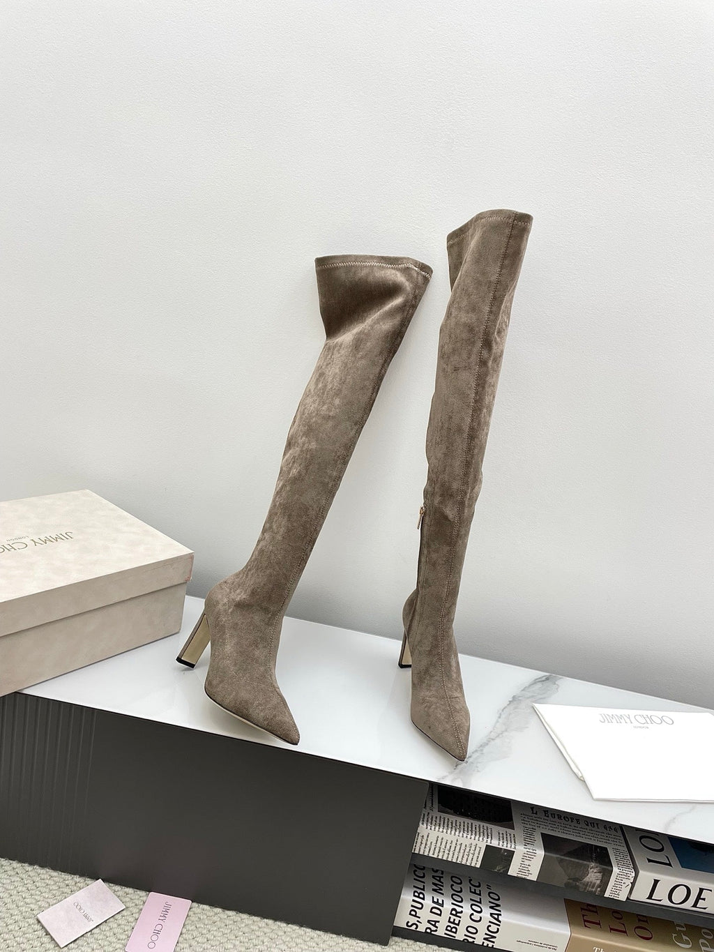 Jimmy Long Boots 85mm Olive Clay Suede 511615