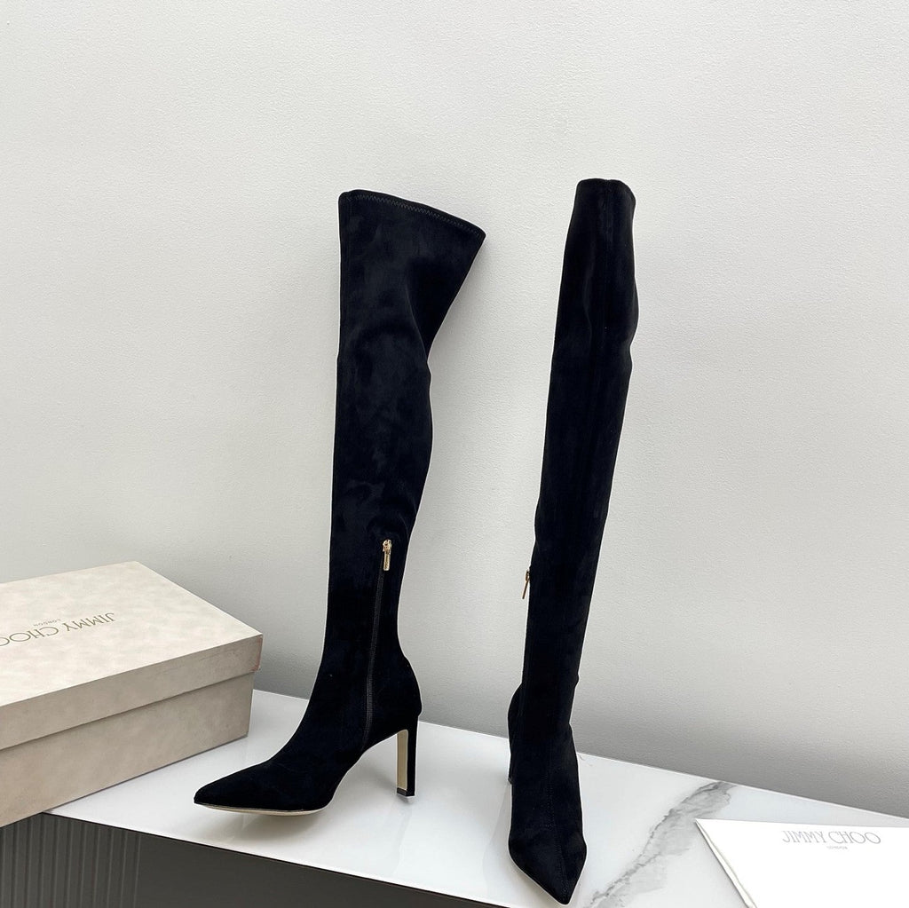 Jimmy Long Boots 85mm Black Suede  511616