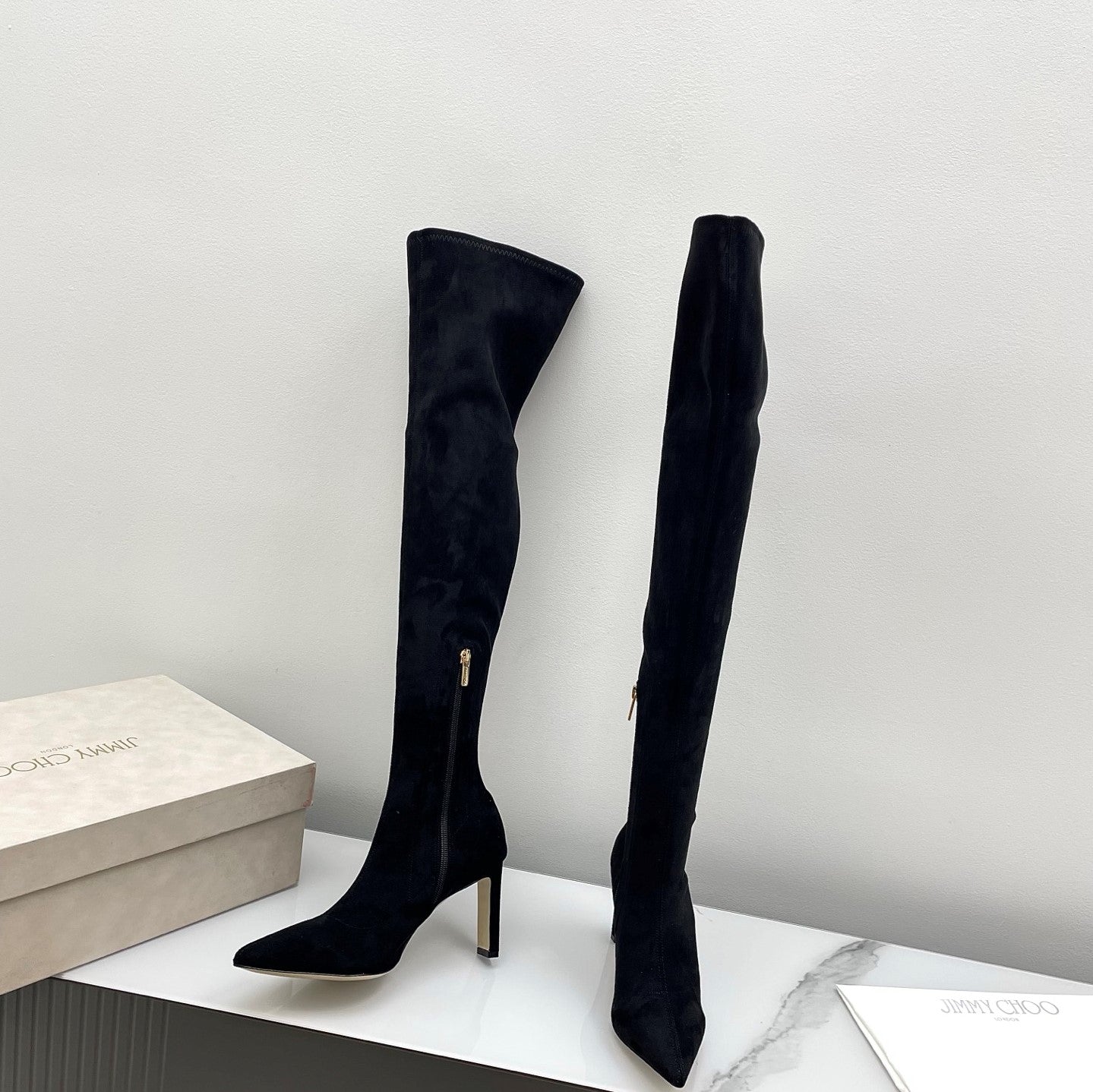Jimmy Long Boots 85mm Black Suede  511616