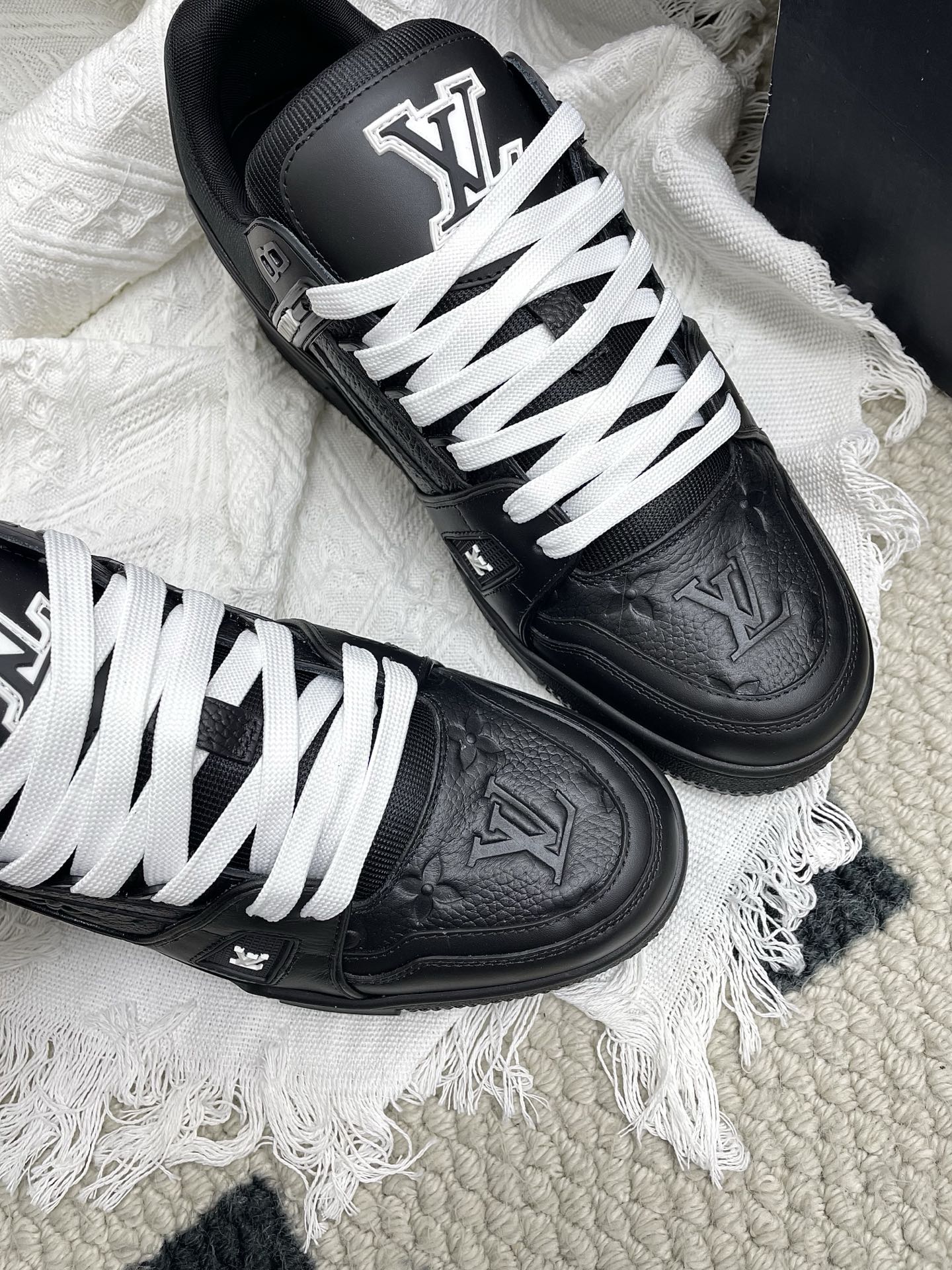 LV Trainer Sneaker Full Black Denim Cowhide 611154