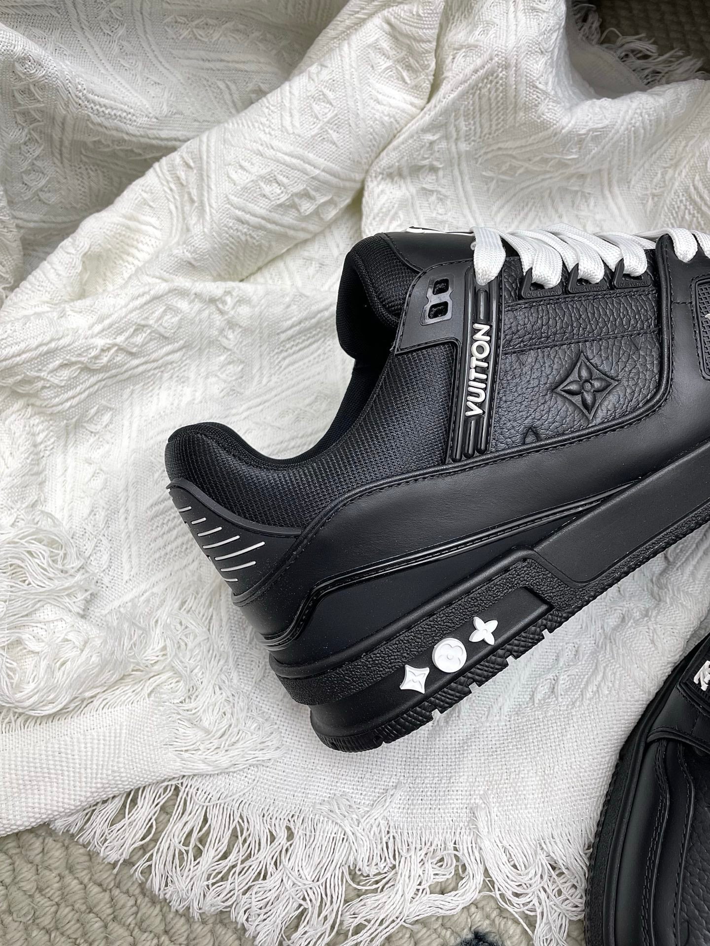 LV Trainer Sneaker Full Black Denim Cowhide 611154