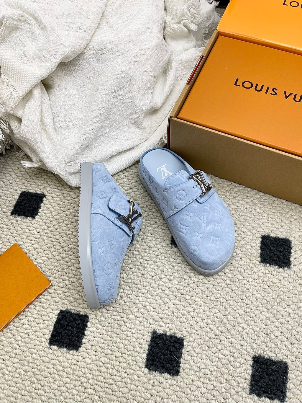 LV Easy Mules Stale Blue Suede 845270