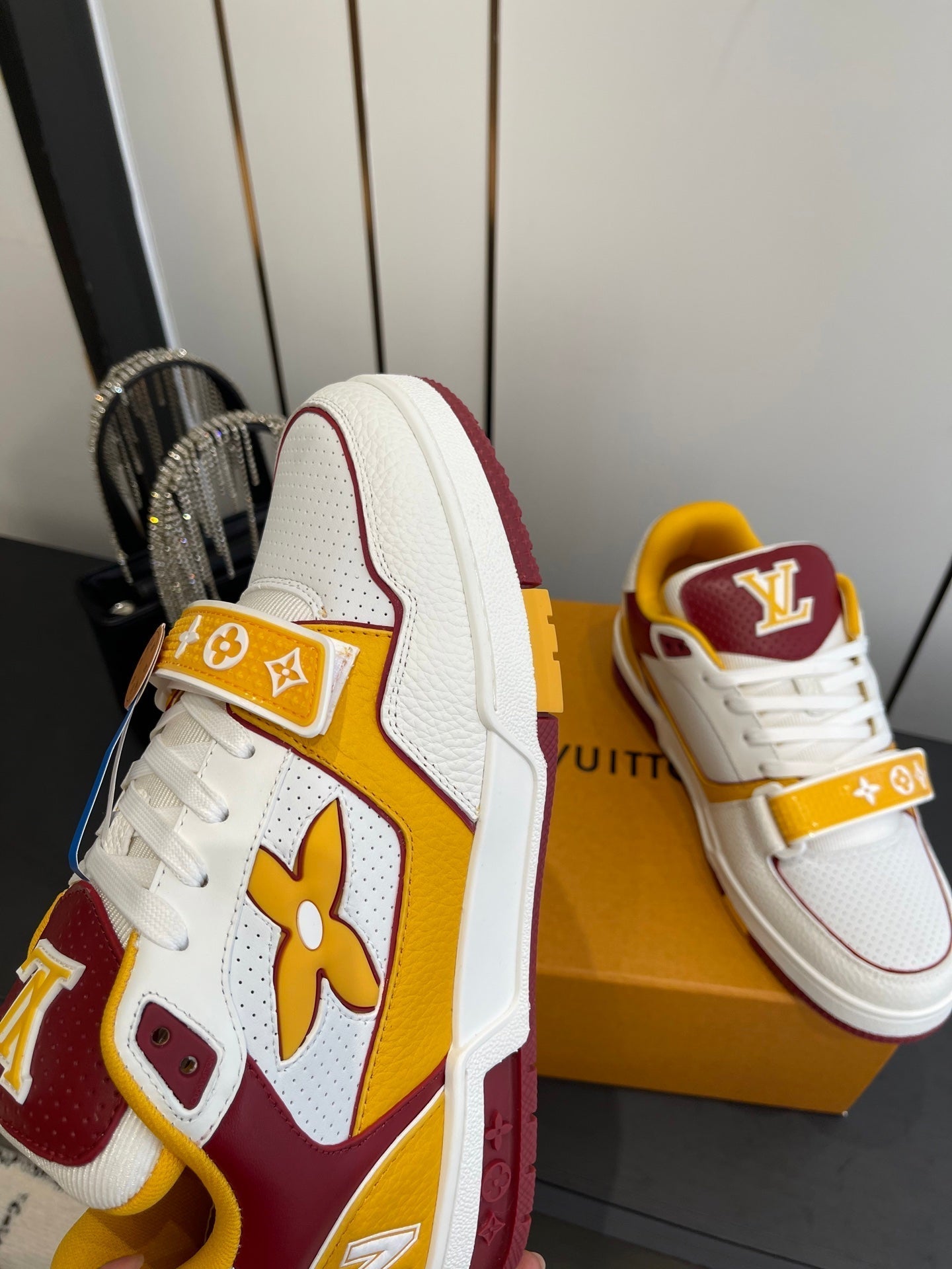 LV Tarine sneakers White and Yellow Perforated Calf Leather 533502