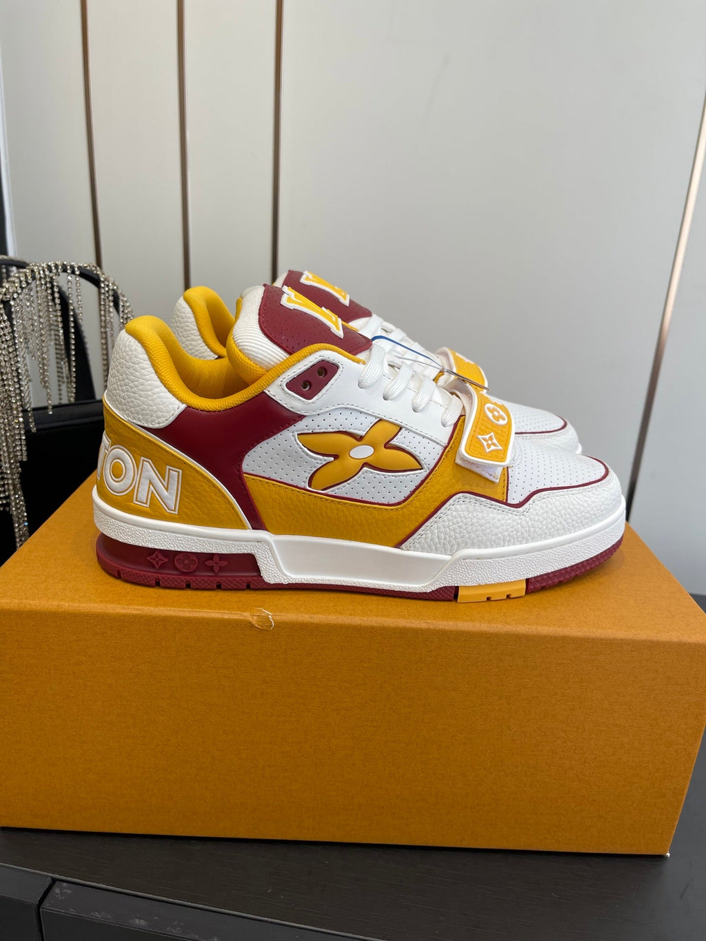 LV Tarine sneakers White and Yellow Perforated Calf Leather 533502