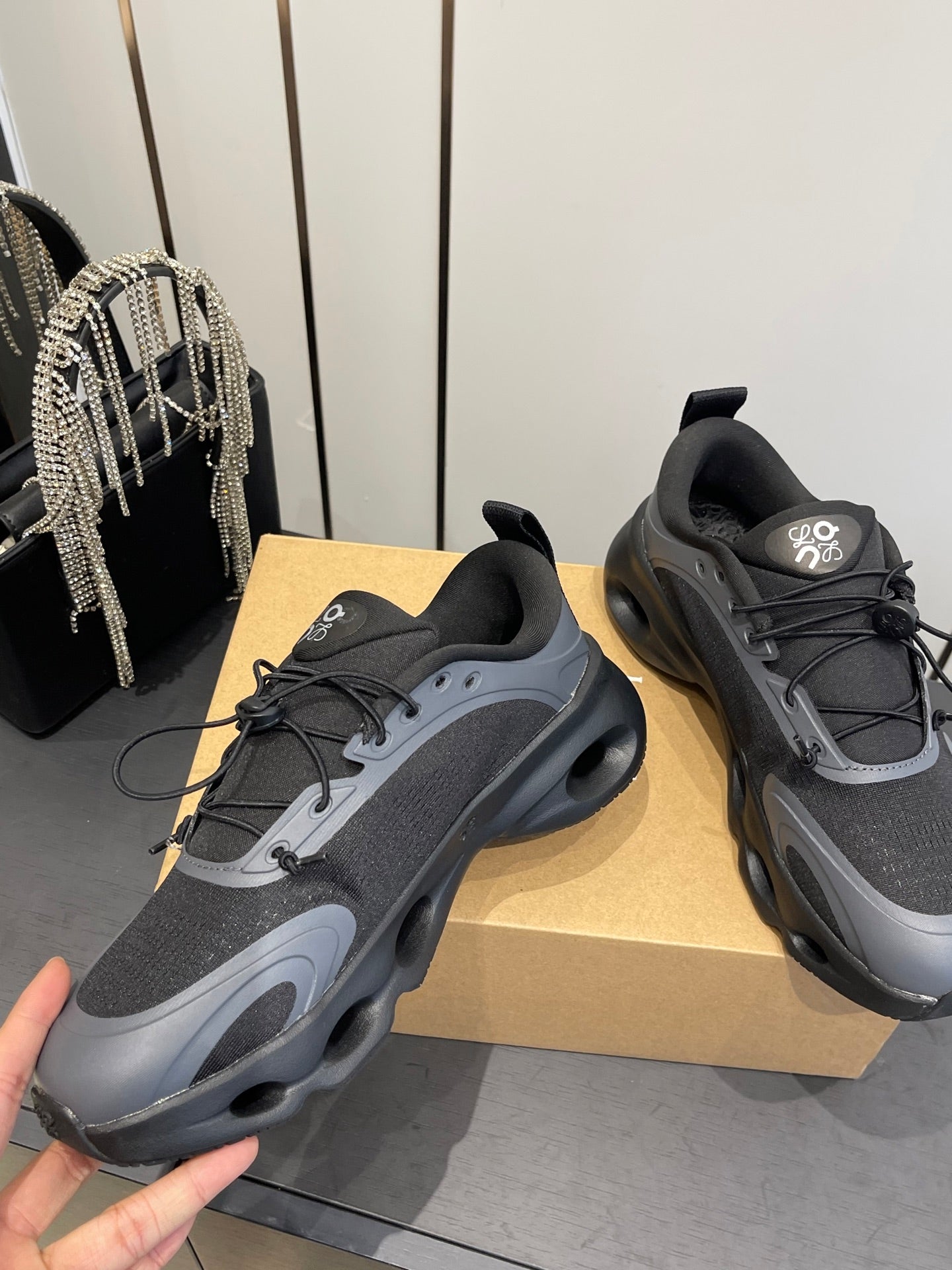 Loewe x On Cloudsolo Sneakers Black Grey Polyester and Mesh 533489