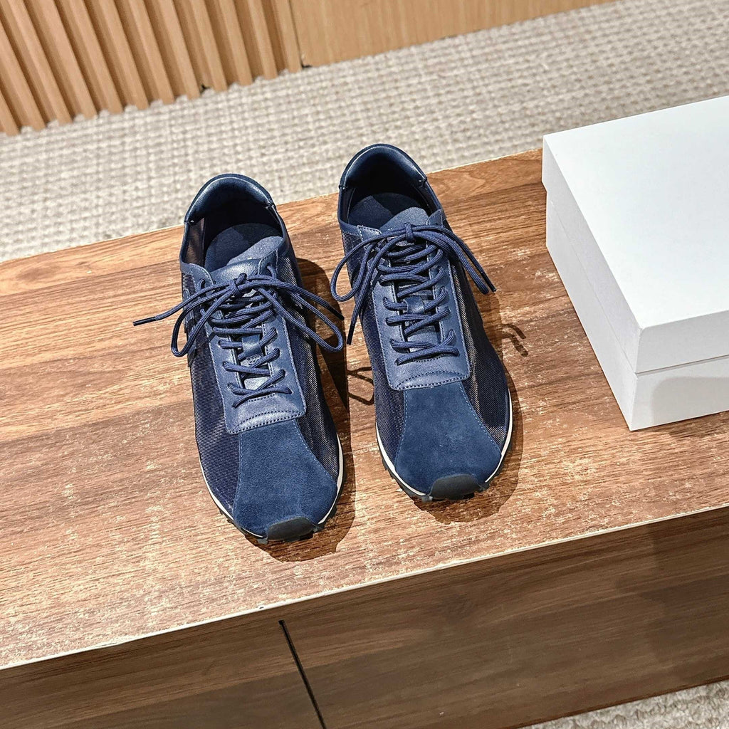 The Row  Sneakers Navy Blue Mesh And Cowhide 330593