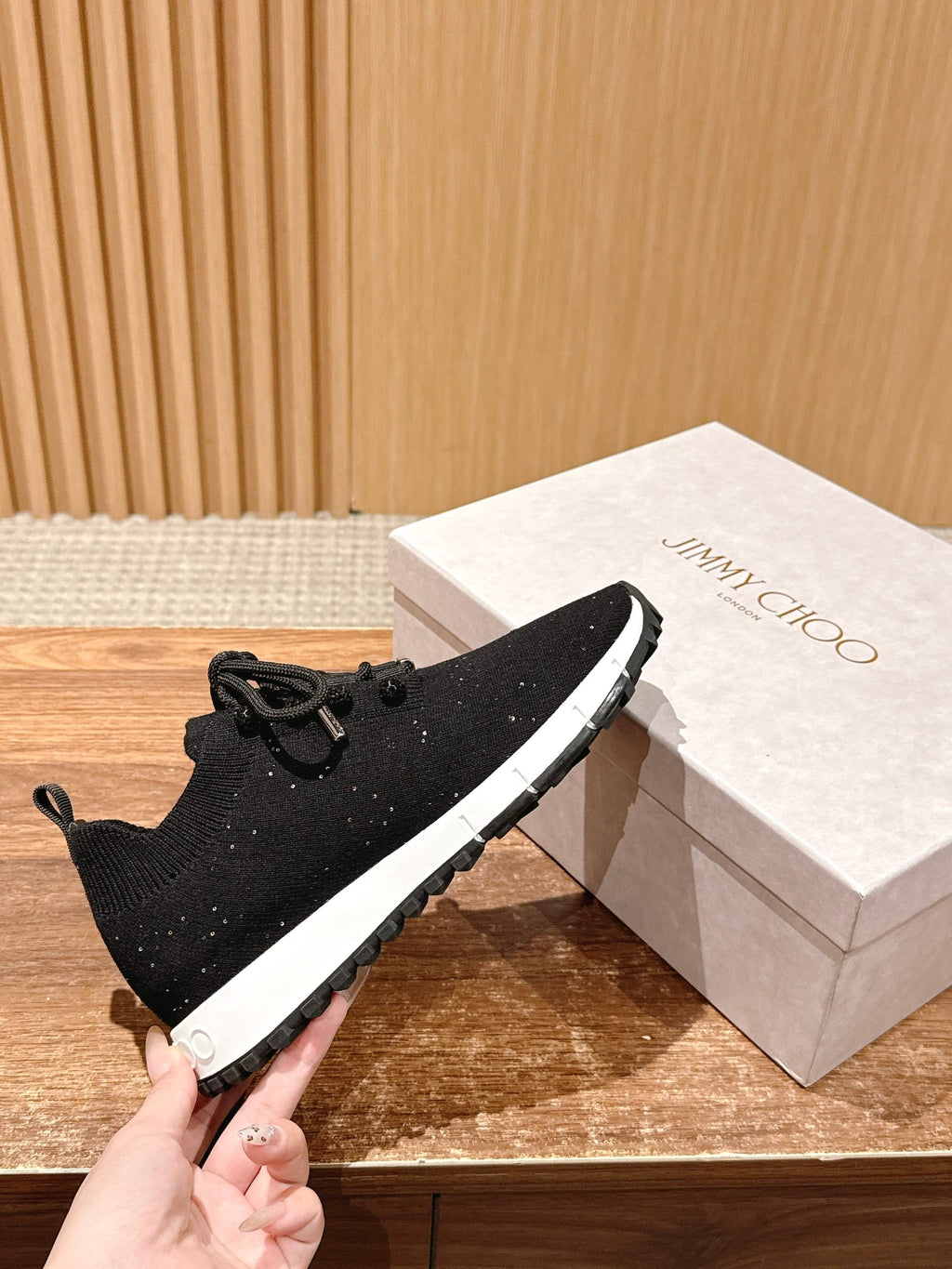 Jimmy Pave - Embellished Sneakers Black Sequined Knit 400161