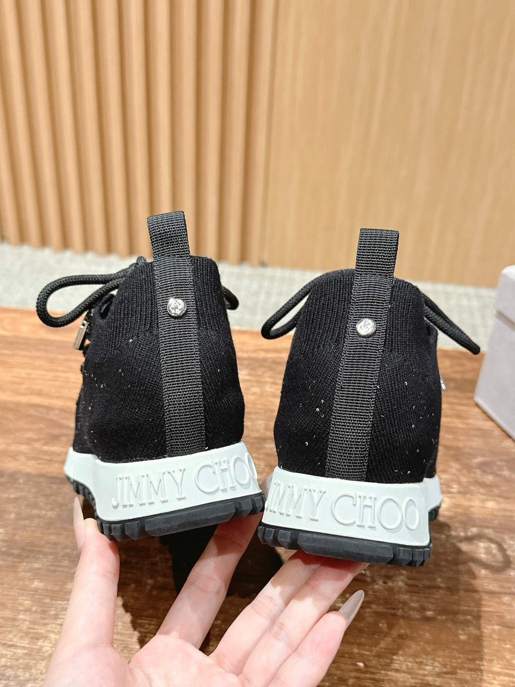 Jimmy Pave - Embellished Sneakers Black Sequined Knit 400161