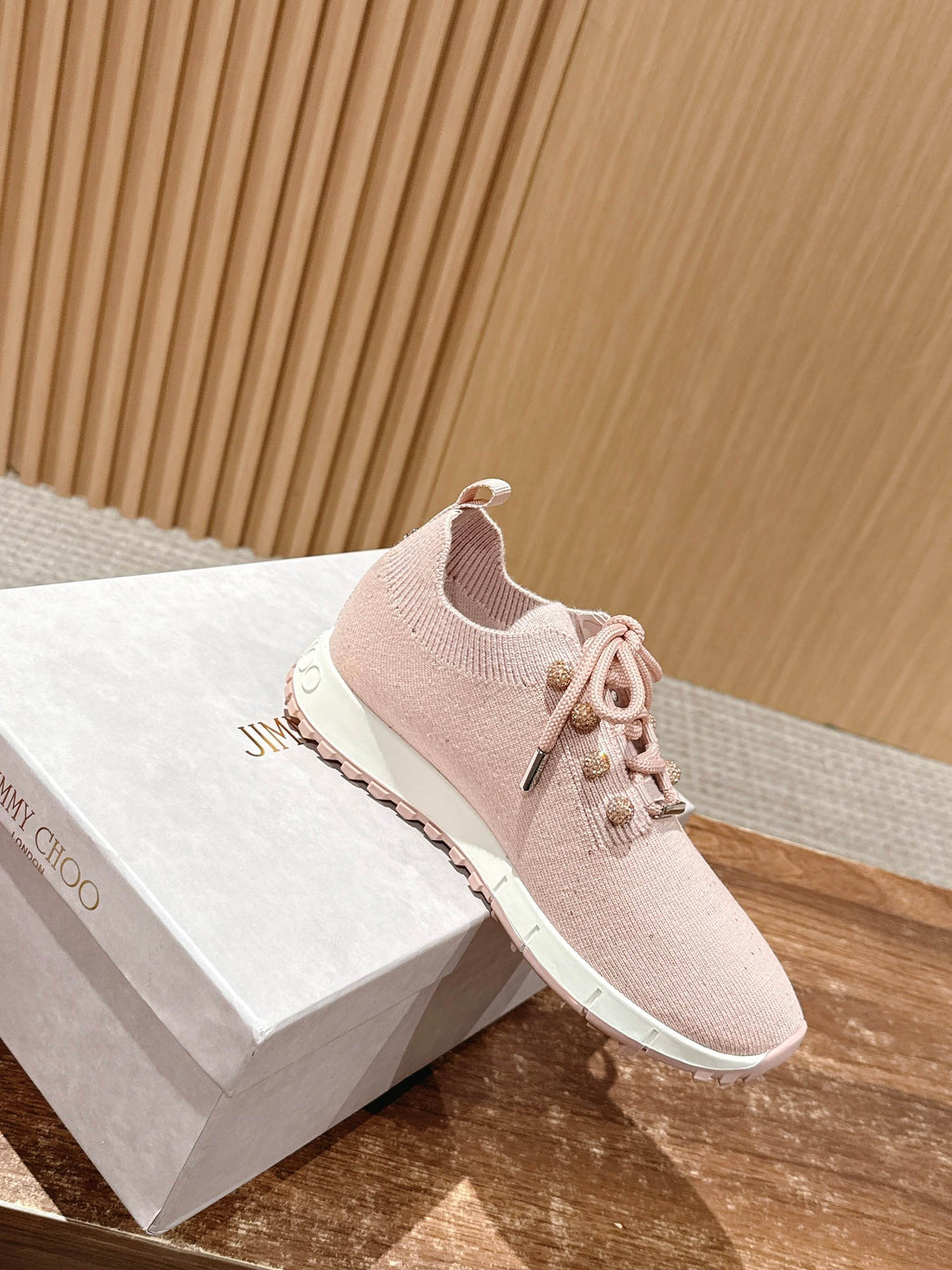 Jimmy Pave - Embellished Sneakers Light Pink Sequined Knit 400162
